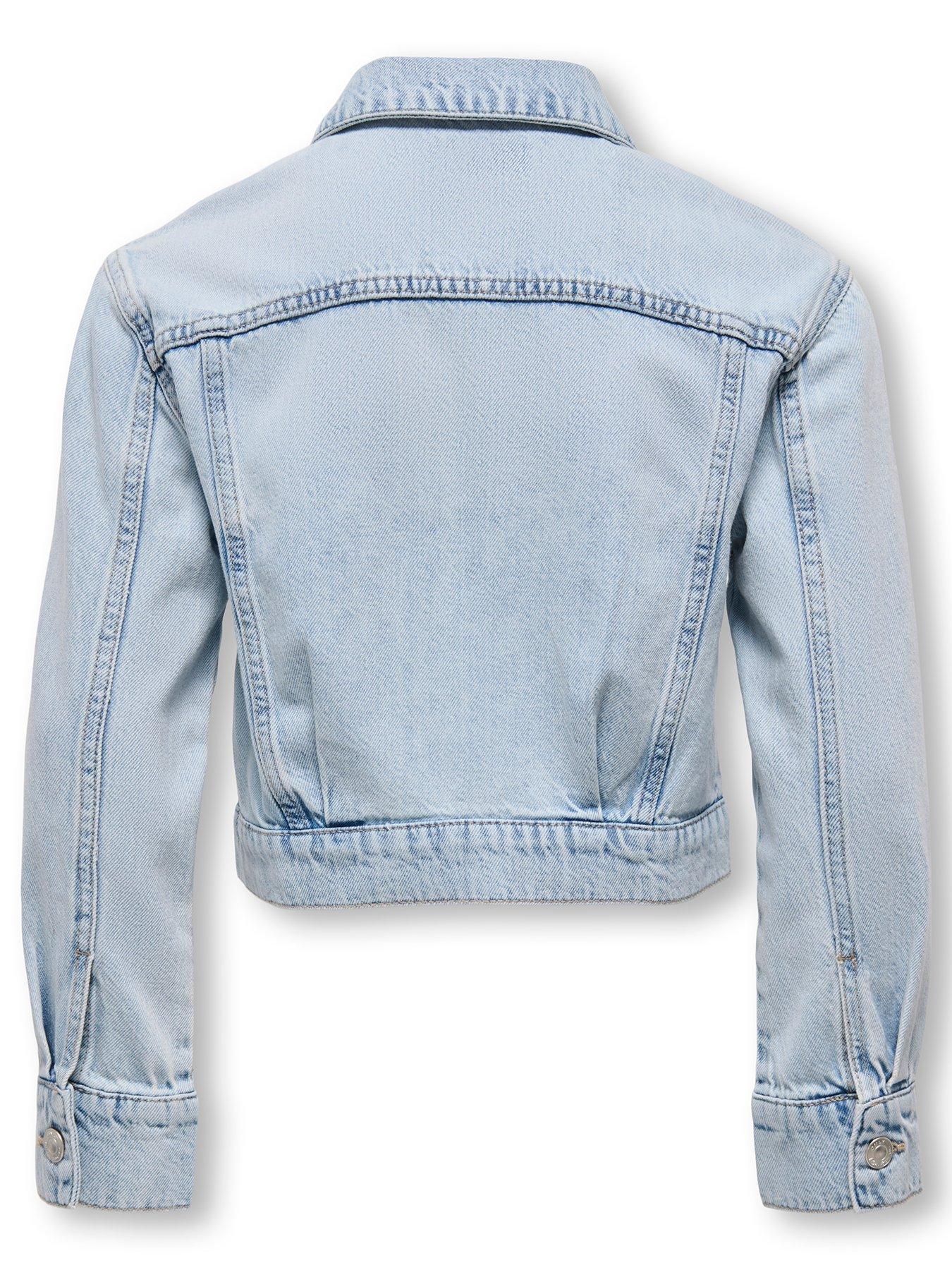 Image 2 of 3 of Only Kids Girls Cropped Denim Jacket - Light Blue