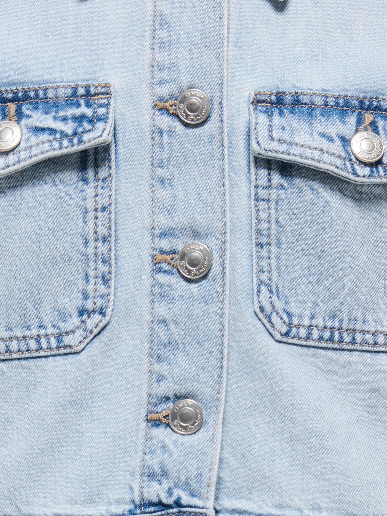 Image 3 of 3 of Only Kids Girls Cropped Denim Jacket - Light Blue