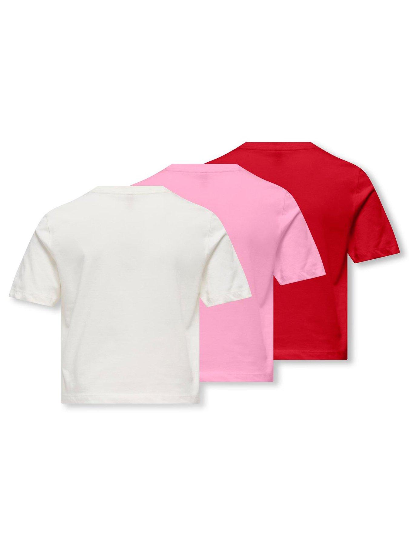 Image 2 of 2 of Only Kids Girls 3 Pack Printed Short Sleeve Tshirts - Multi