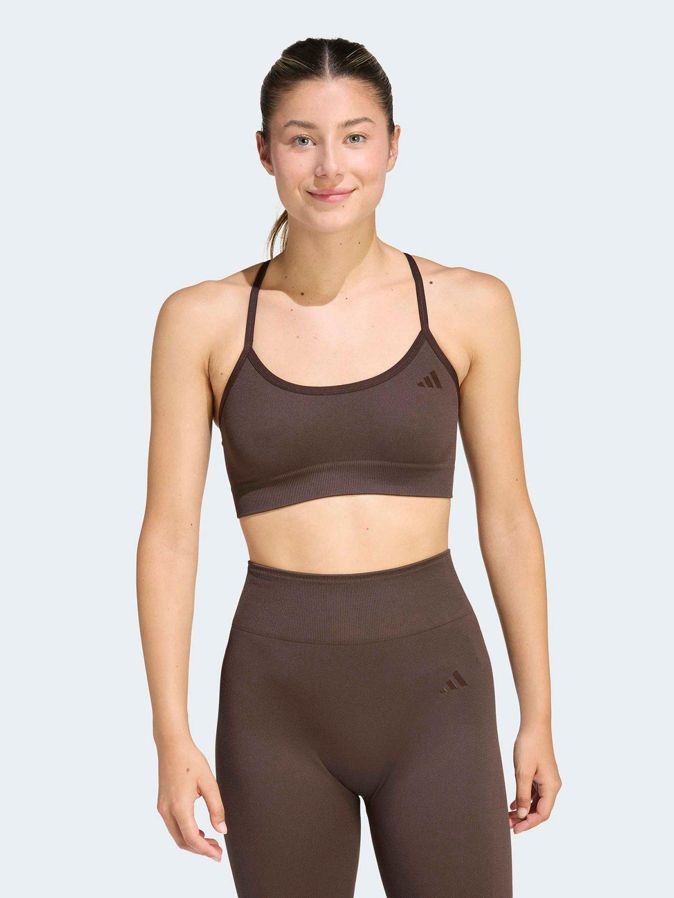 adidas Womens Training Workout Essentials Light Support Bra - Brown