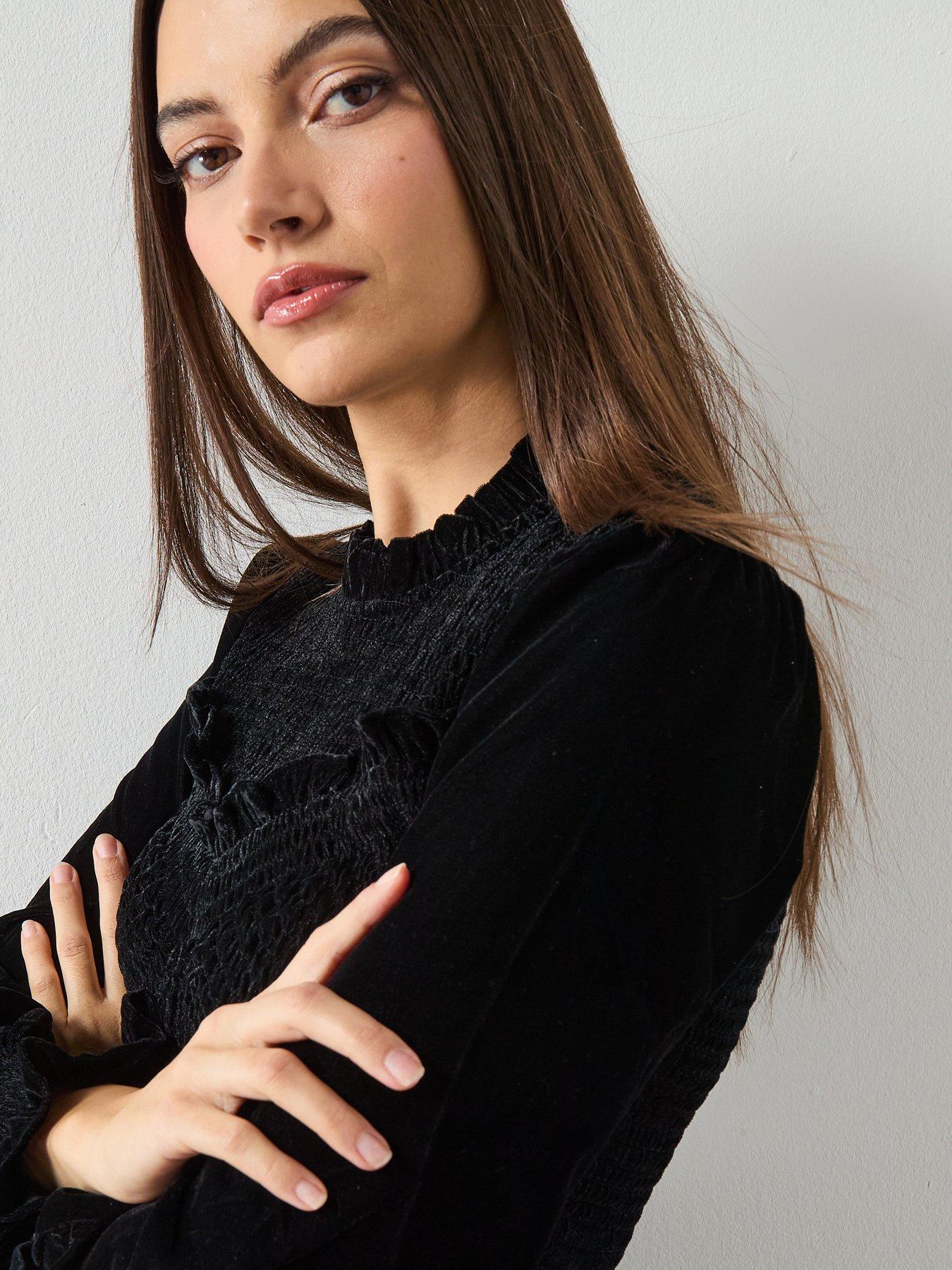 Image 5 of 6 of AllSaints Juno Shirred Top - Black