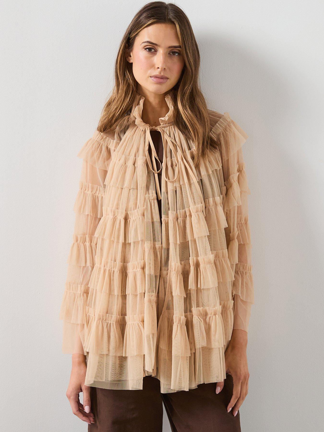 AllSaints Aude Ruffle Cape - Pink