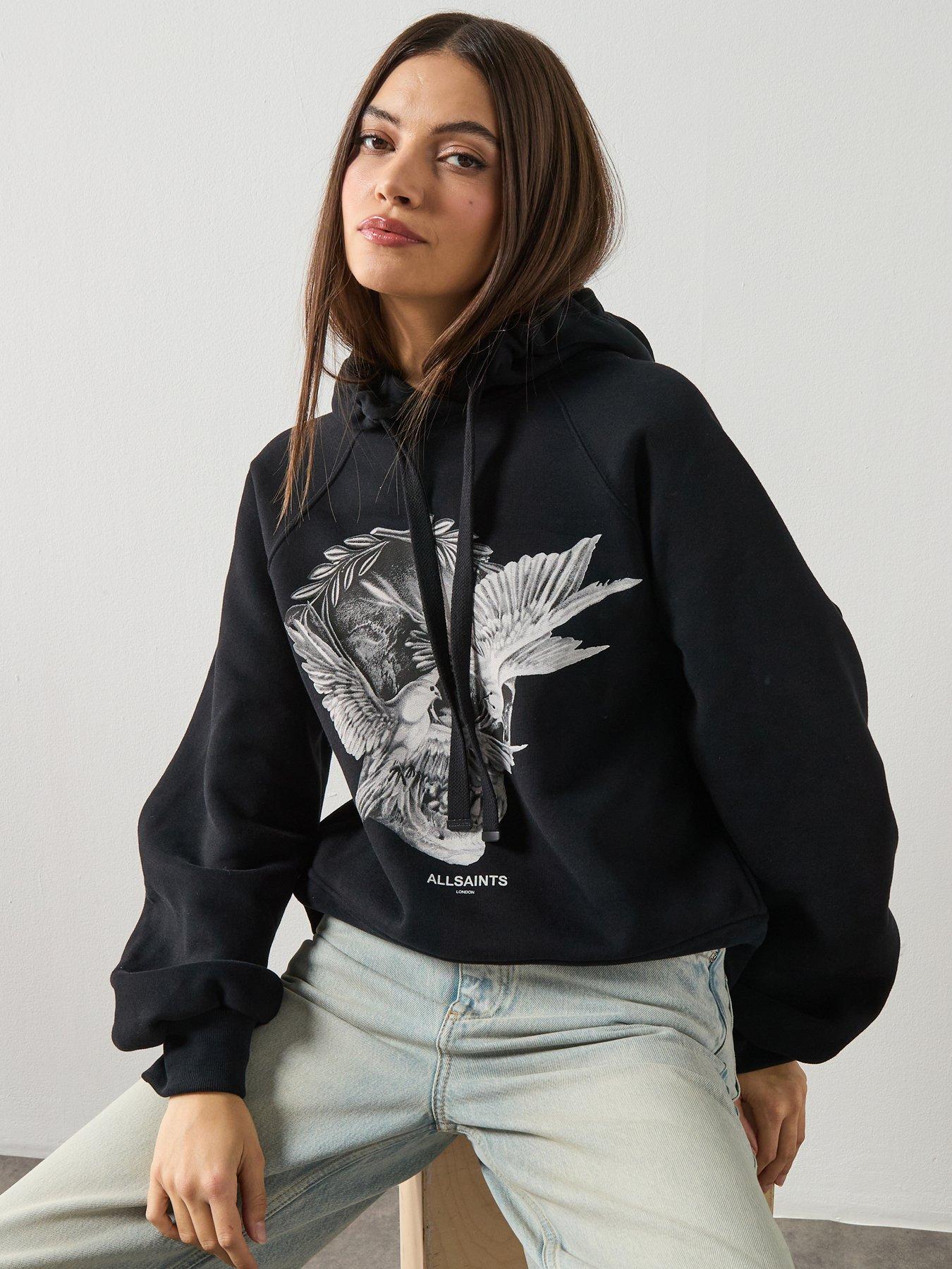 Image 1 of 6 of AllSaints Mysterie Graphic Dana Hoodie - Black