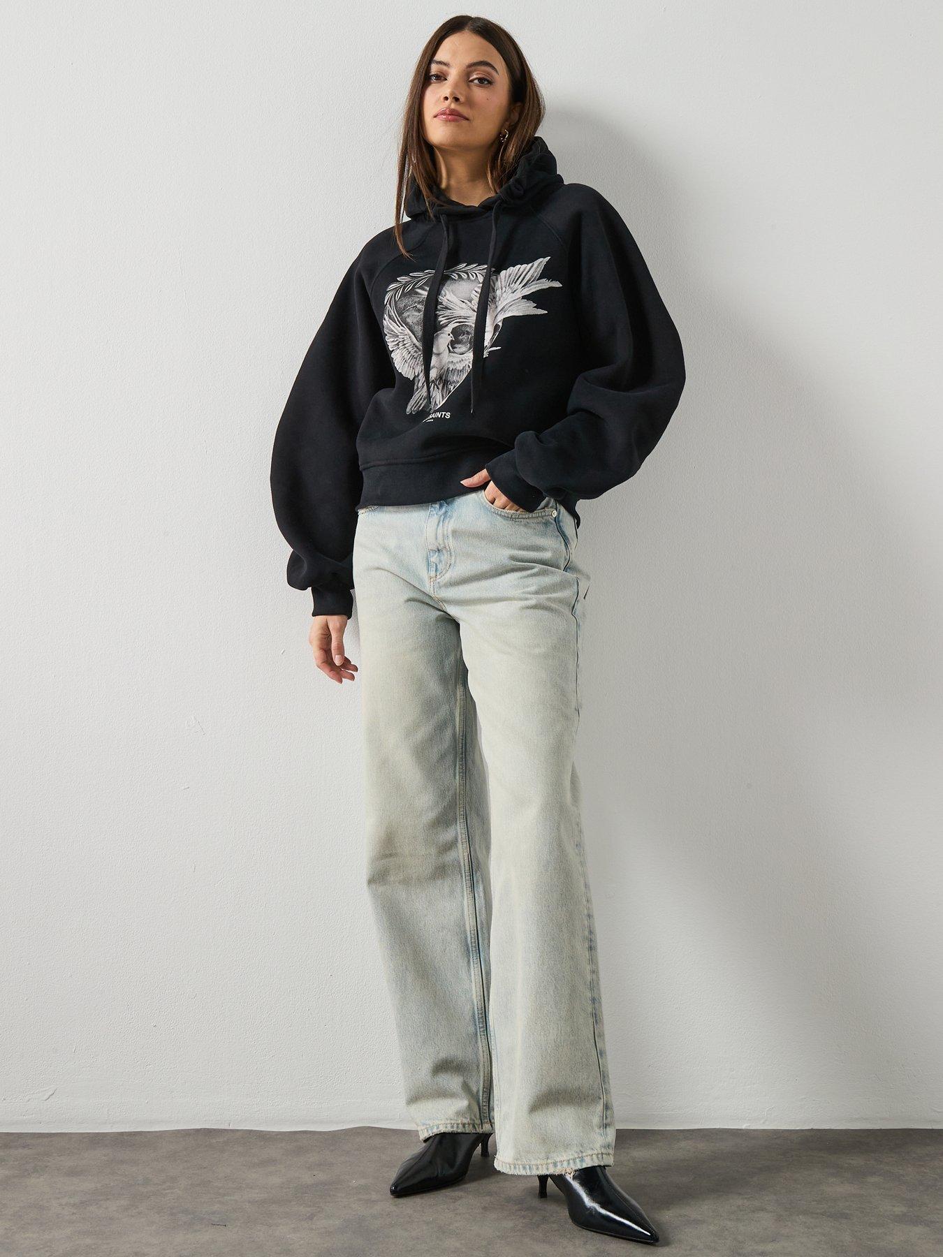 Image 3 of 6 of AllSaints Mysterie Graphic Dana Hoodie - Black