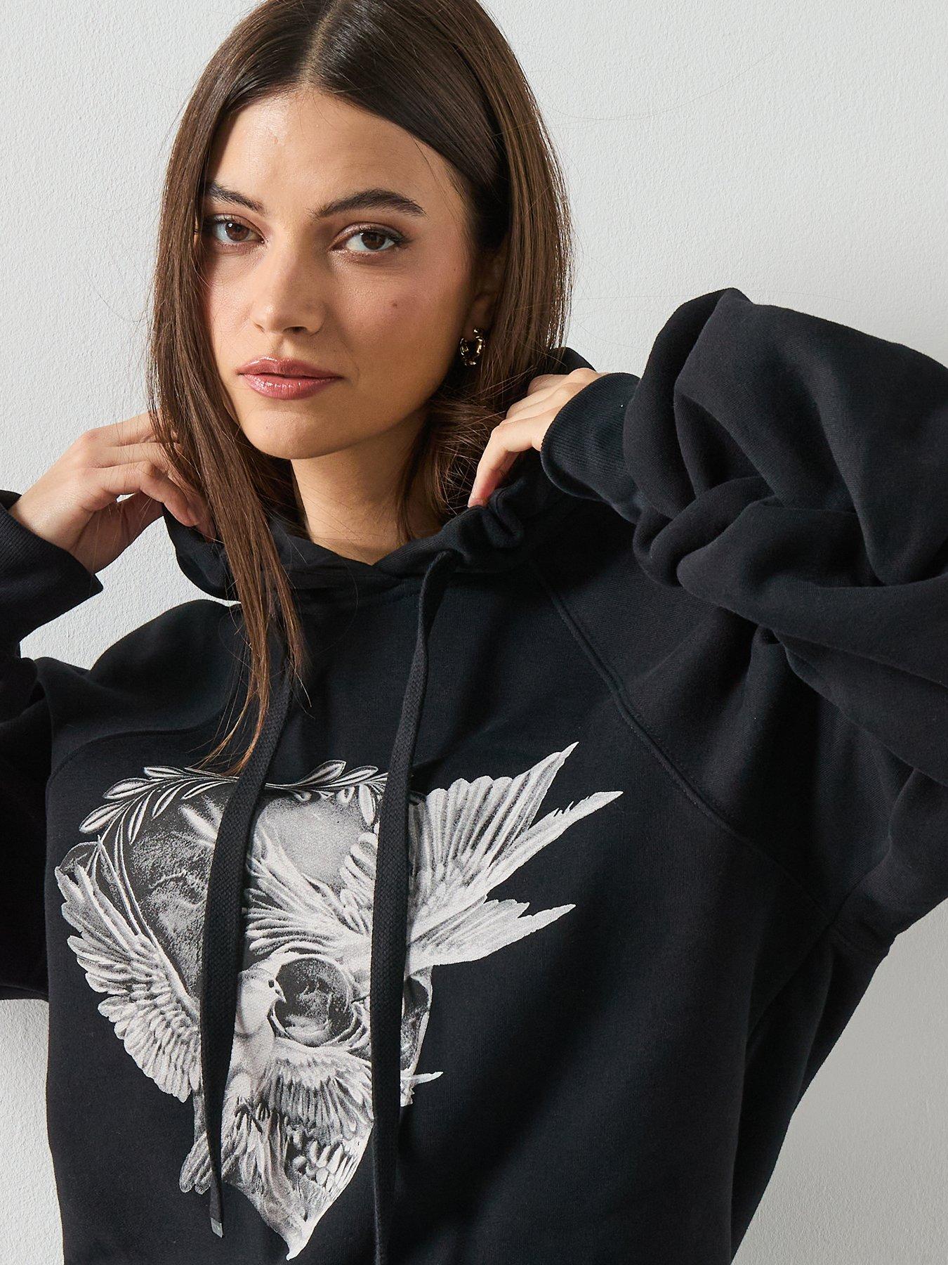 Image 4 of 6 of AllSaints Mysterie Graphic Dana Hoodie - Black