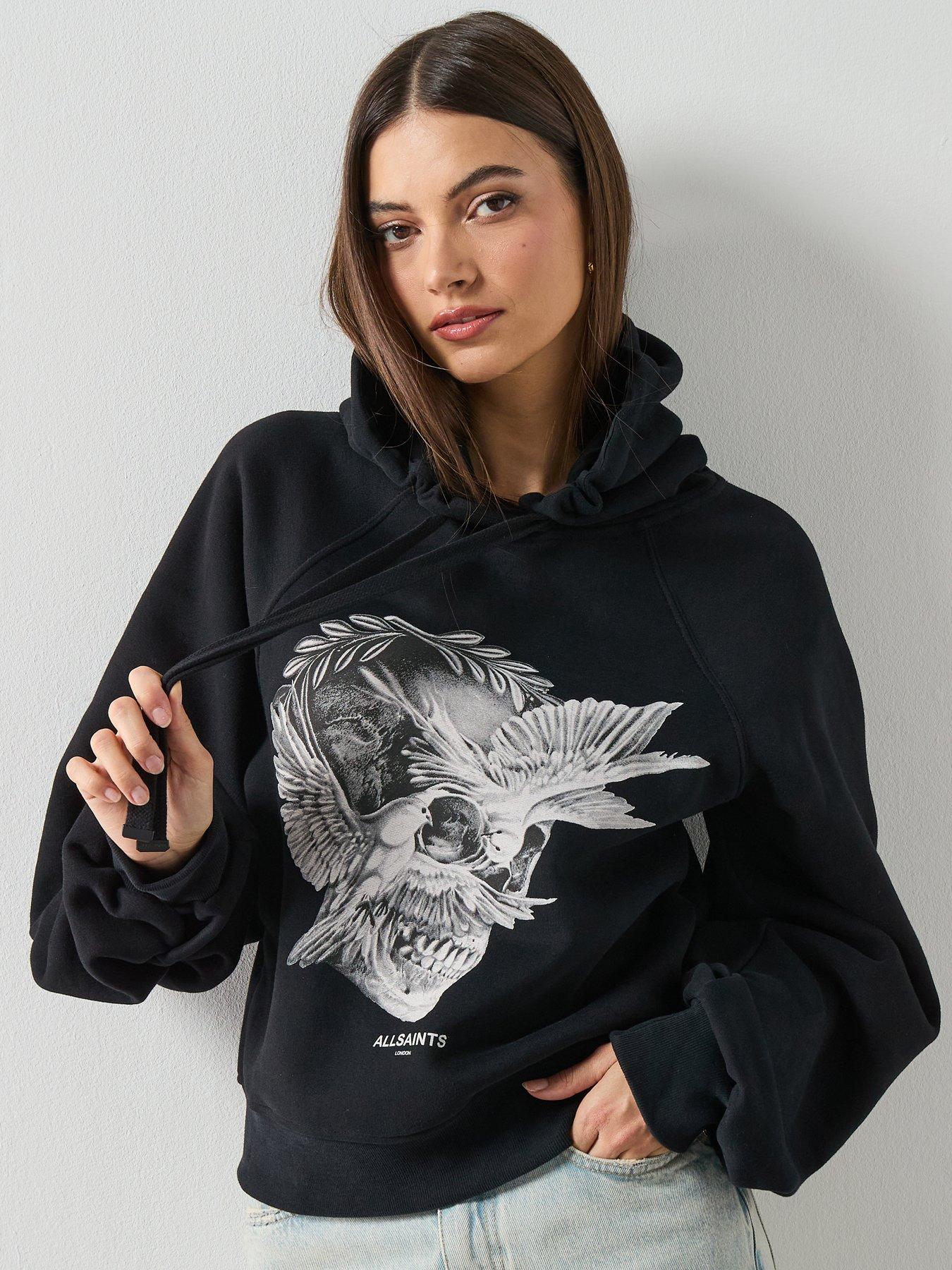 Image 6 of 6 of AllSaints Mysterie Graphic Dana Hoodie - Black