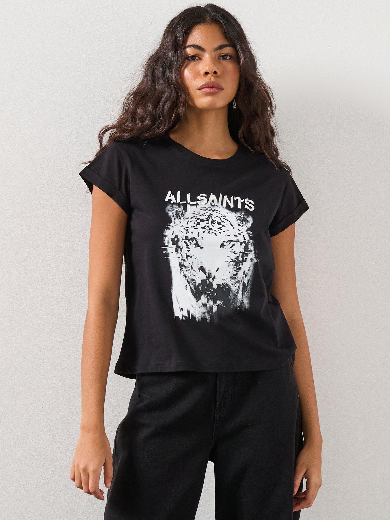 Image 1 of 6 of AllSaints Static Anna T-Shirt - Black