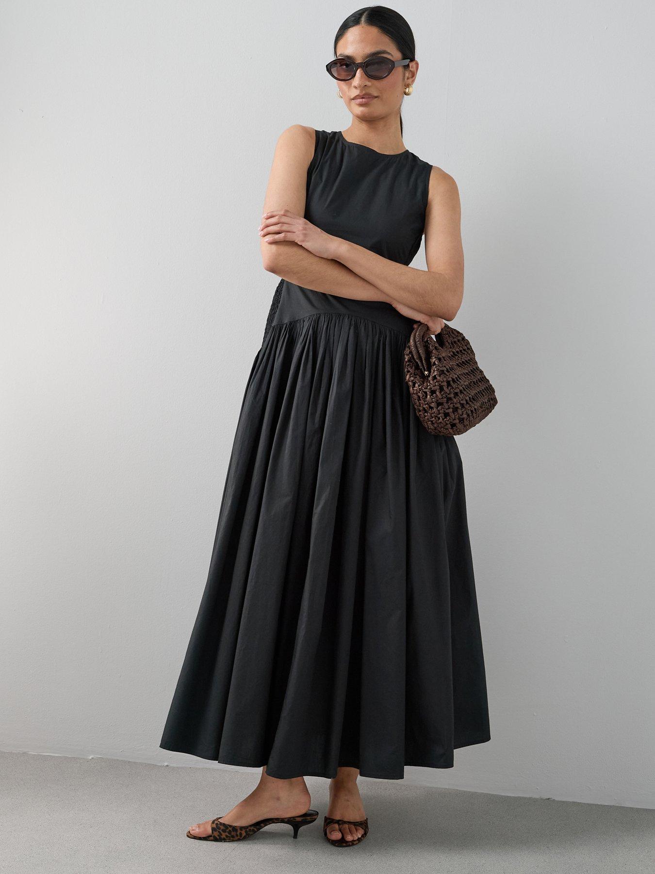 The Very Collection Shirred Panel Racer Volume Hem Midaxi Dress