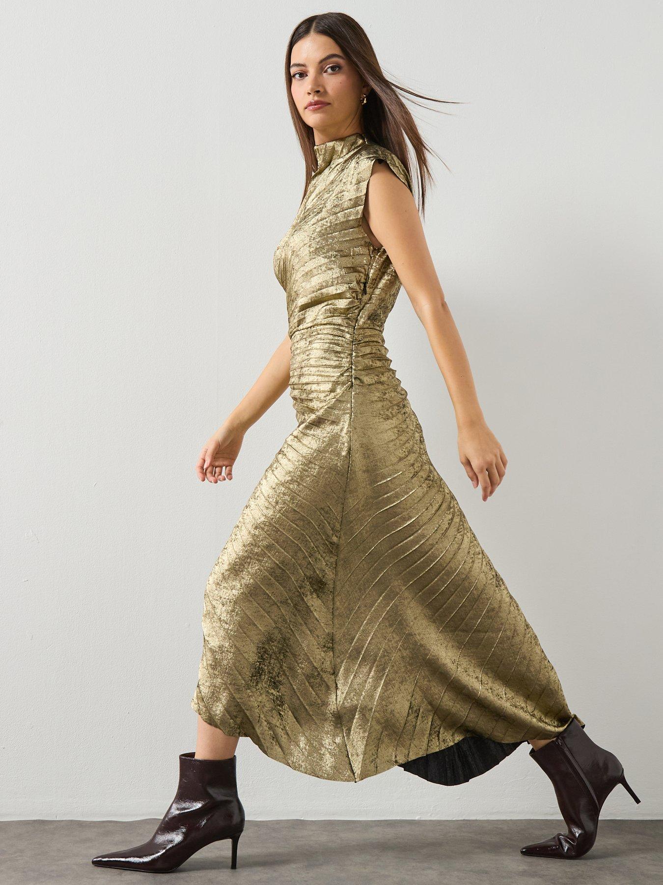allsaints-rayanna-dress-gold