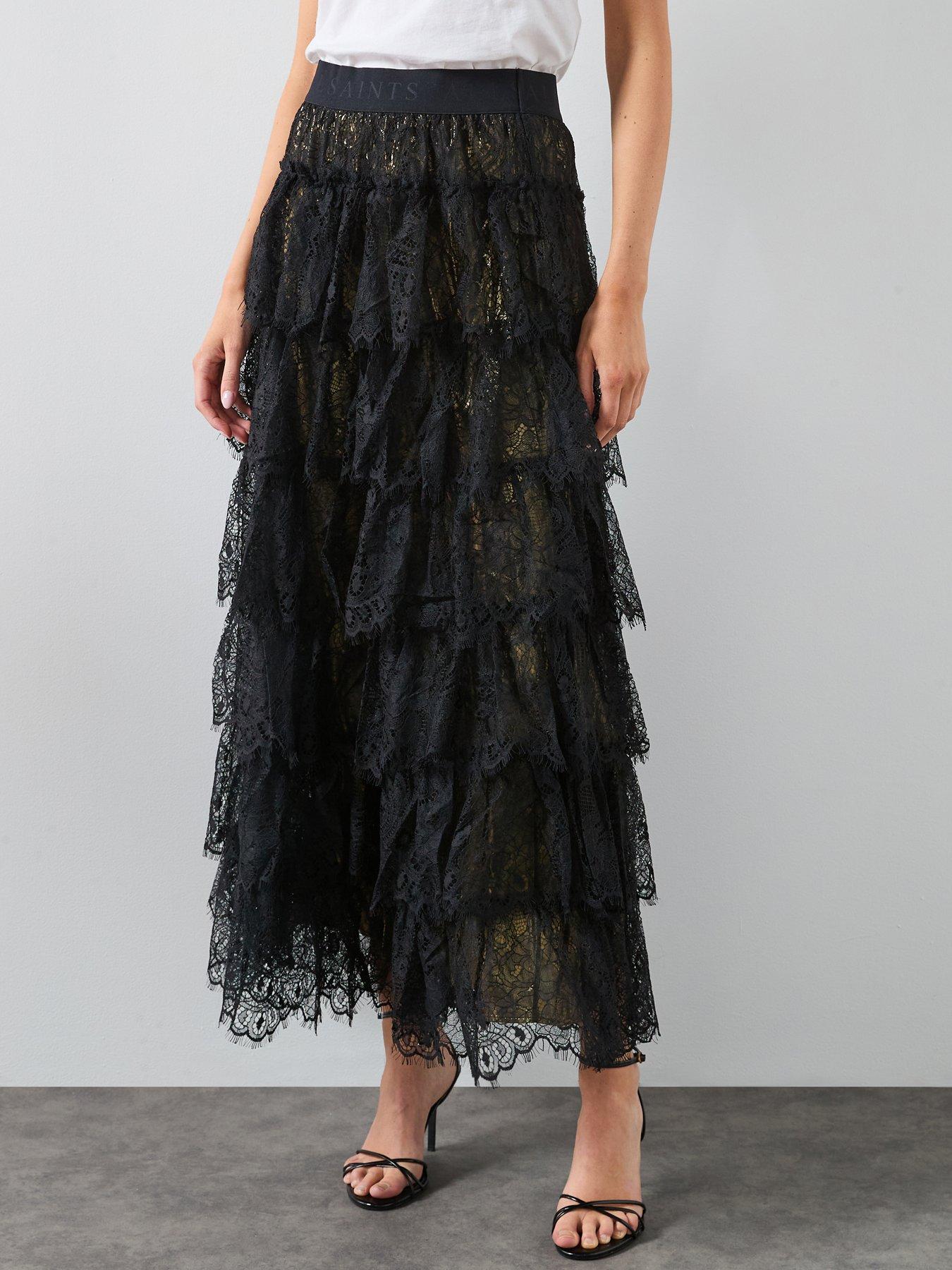 AllSaints Rory Lace Maxi Skirt - Gold
