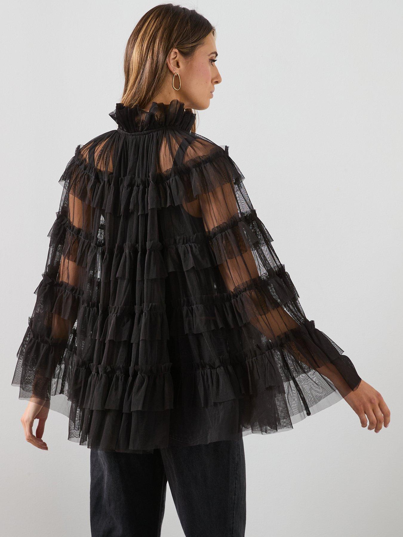 allsaints-aude-ruffle-cape-blackstillFront