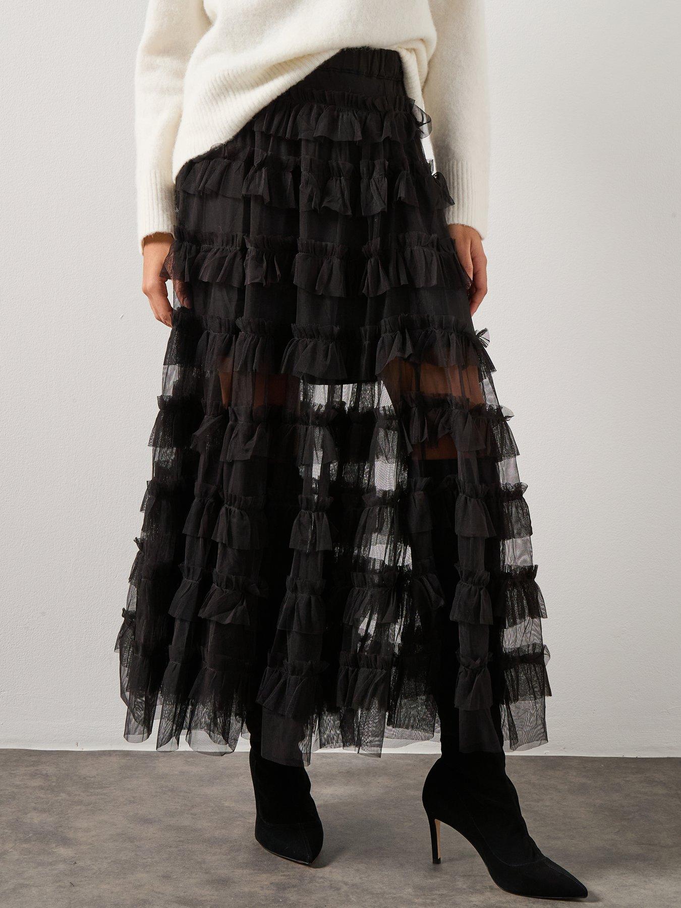 AllSaints Aude Ruffle Skirt - Black