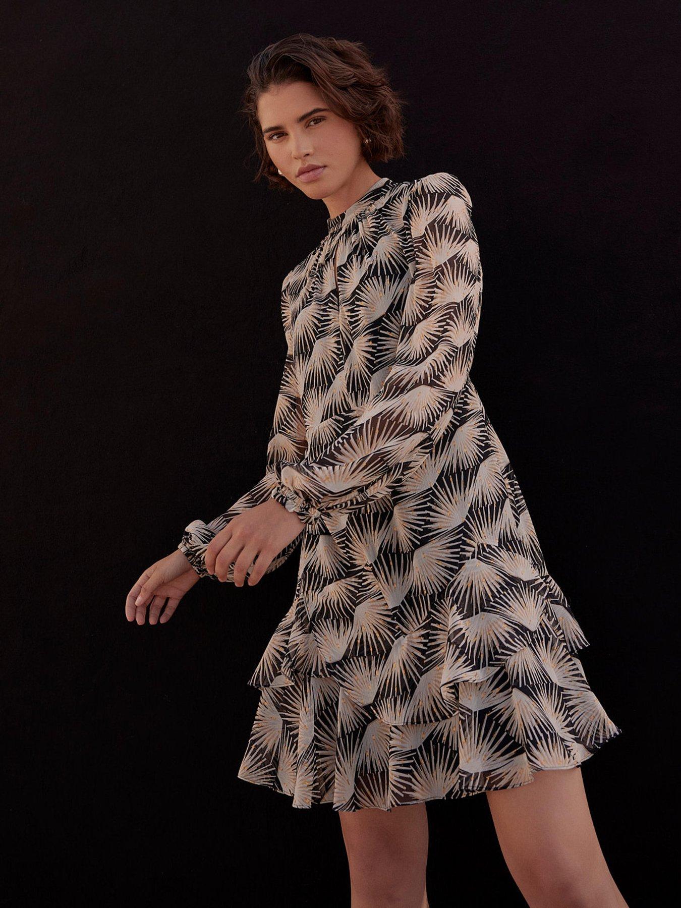 Mint Velvet Geo Print Mini Dress - Black