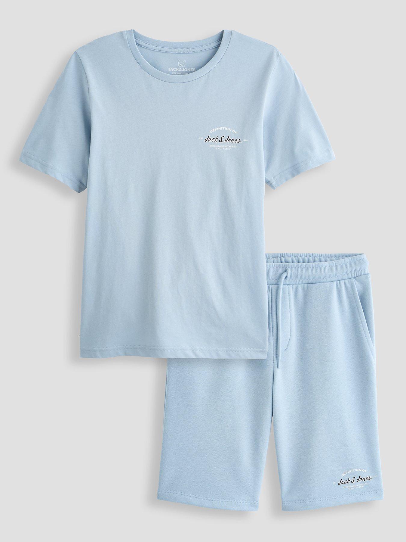 Jack & Jones Junior Boys Brandon T-shirt Shorts Set - Celestial Blue