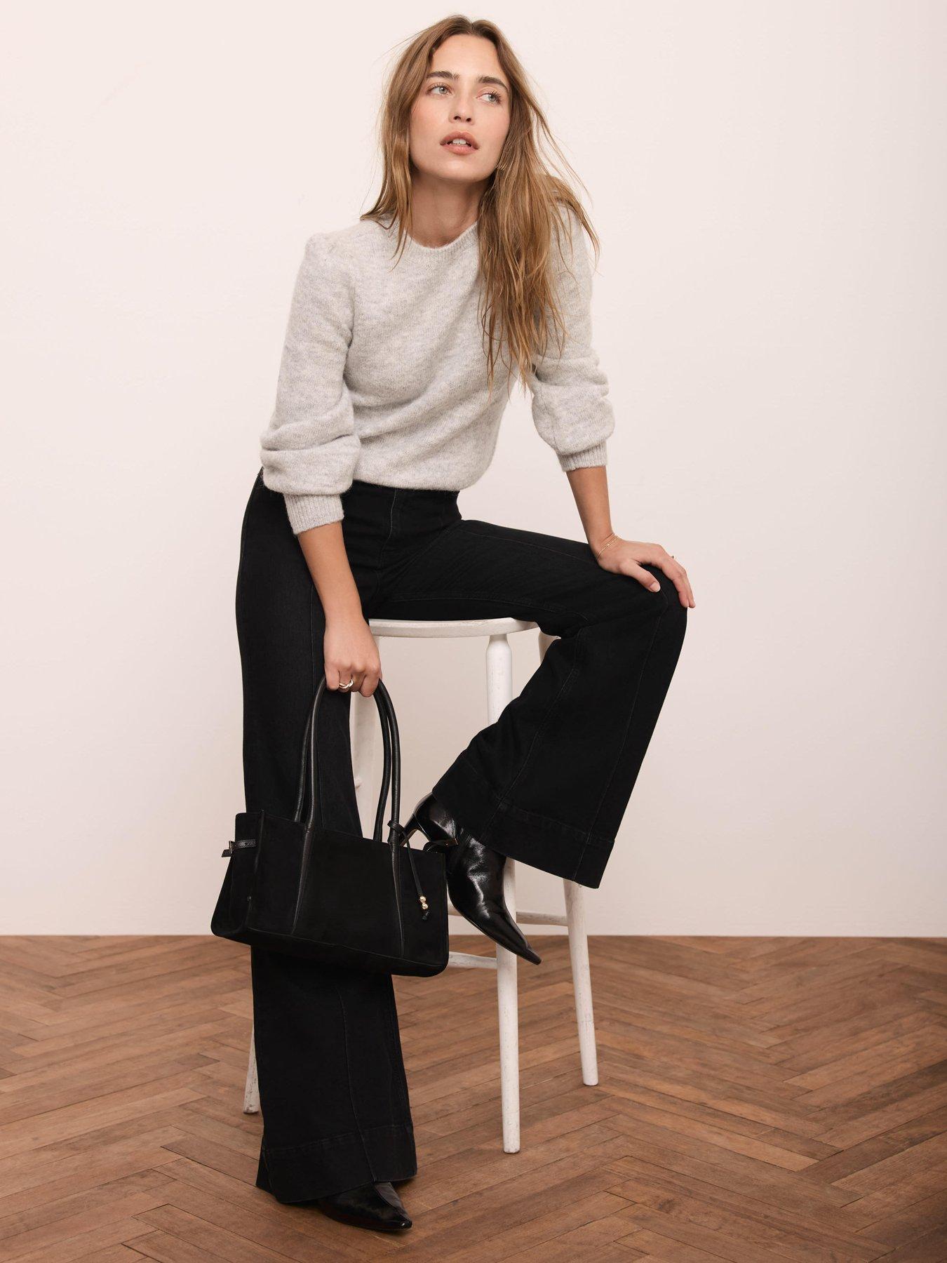 Mint Velvet Crew Puff Sleeve Jumper - Grey