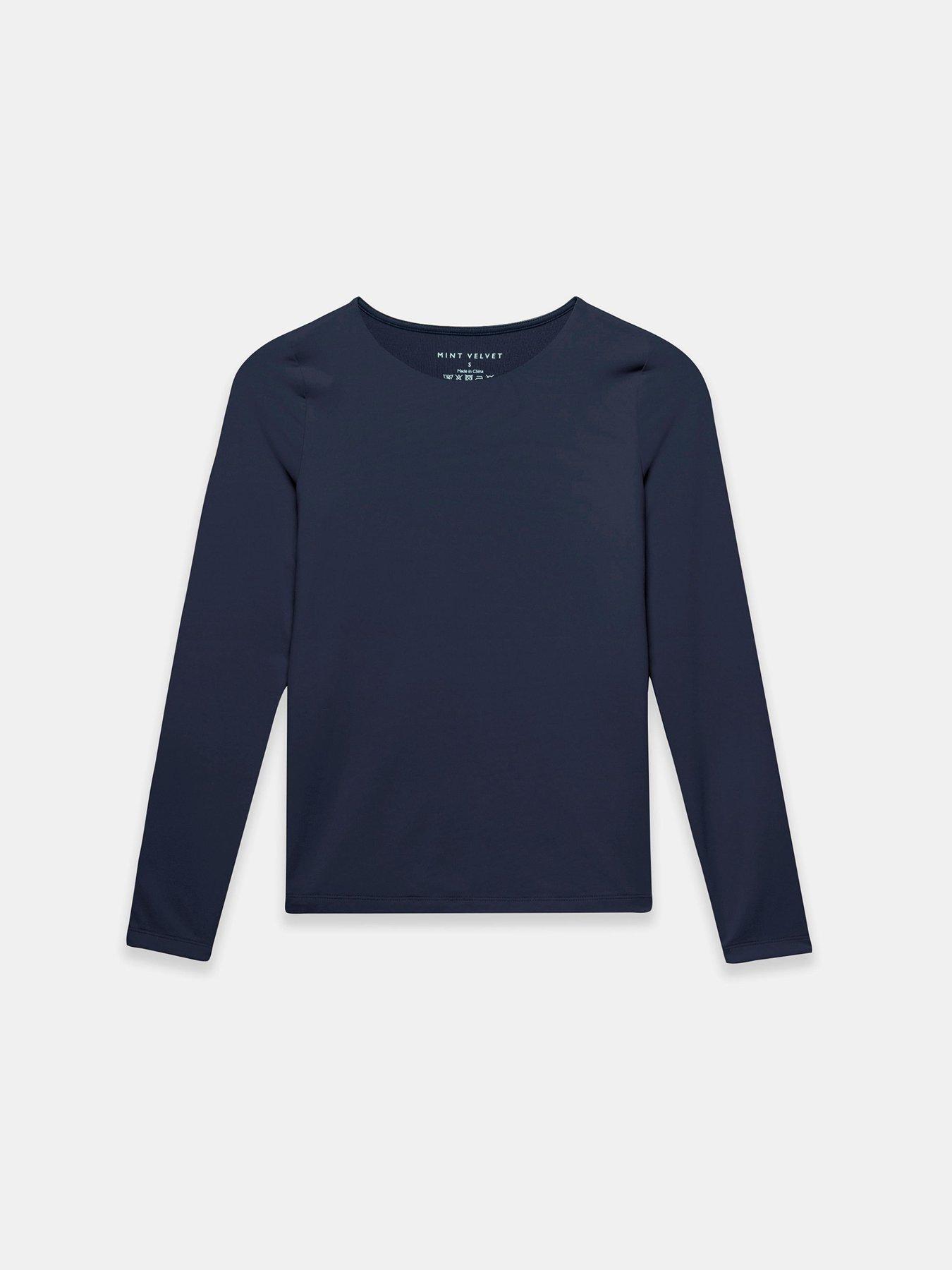Image 5 of 6 of Mint Velvet Navy Layering Crew Neck Top - Blue