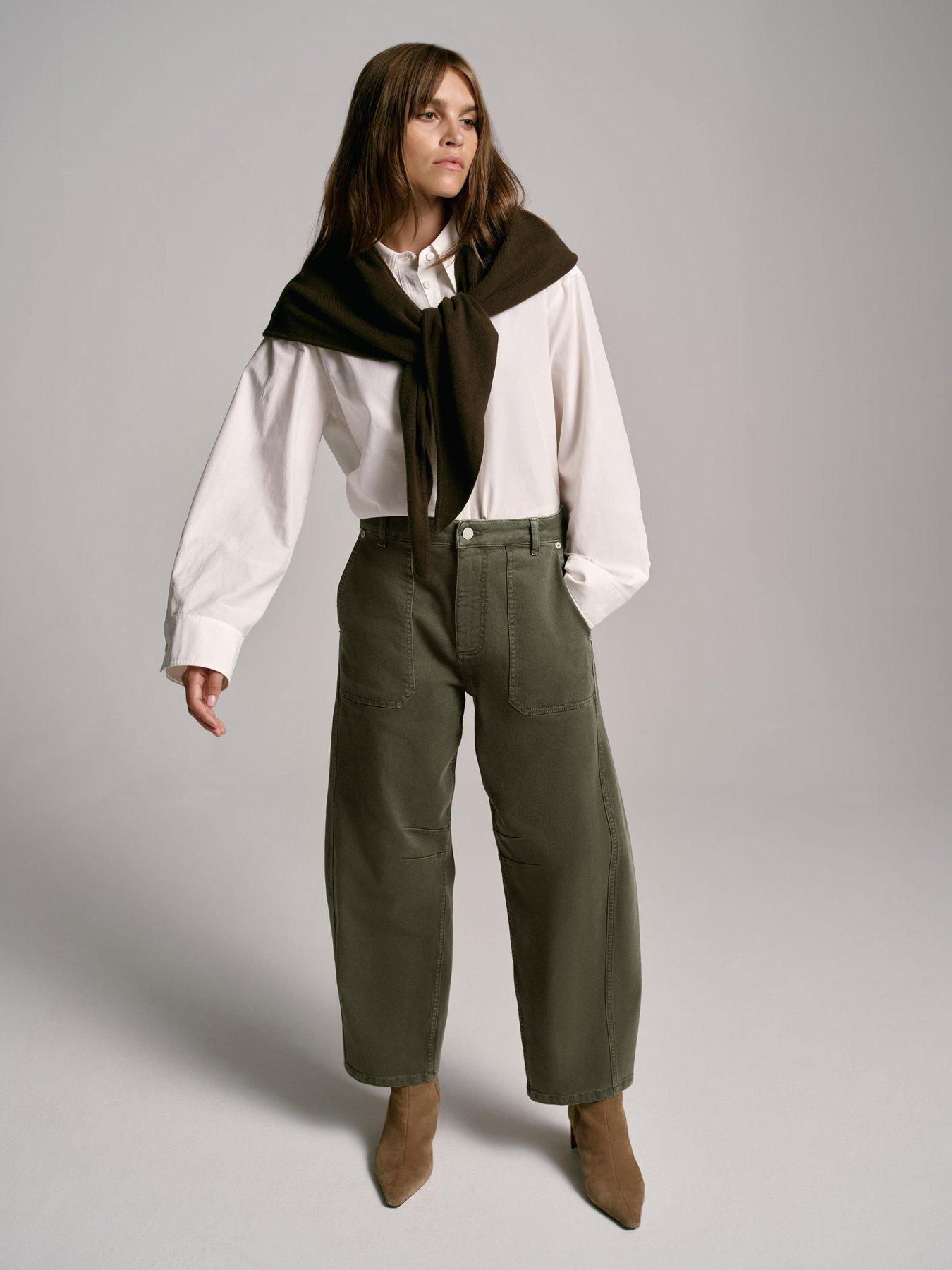 Image 2 of 6 of Mint Velvet Khaki Utility Barrel Jean - Green