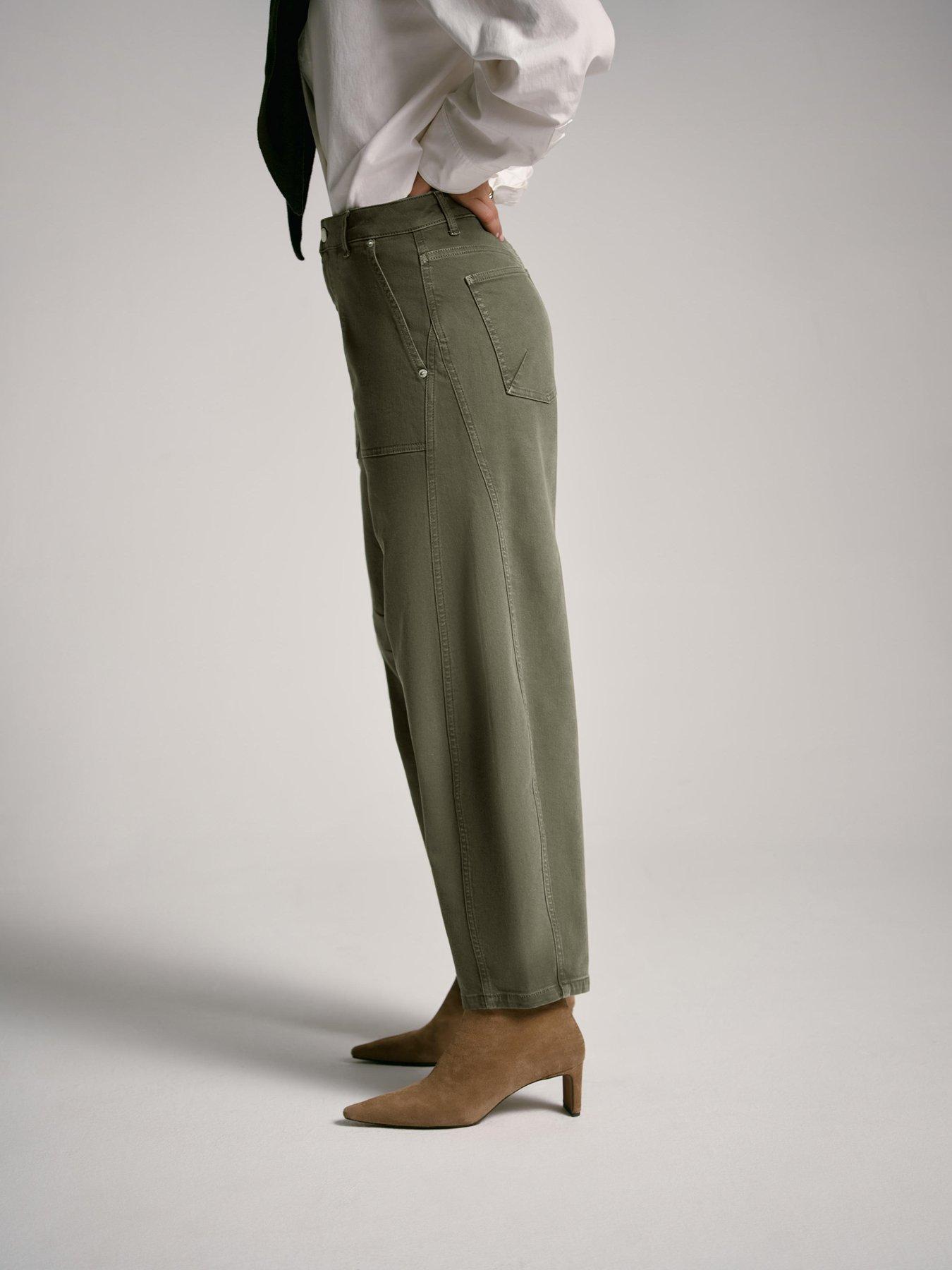 Image 3 of 6 of Mint Velvet Khaki Utility Barrel Jean - Green