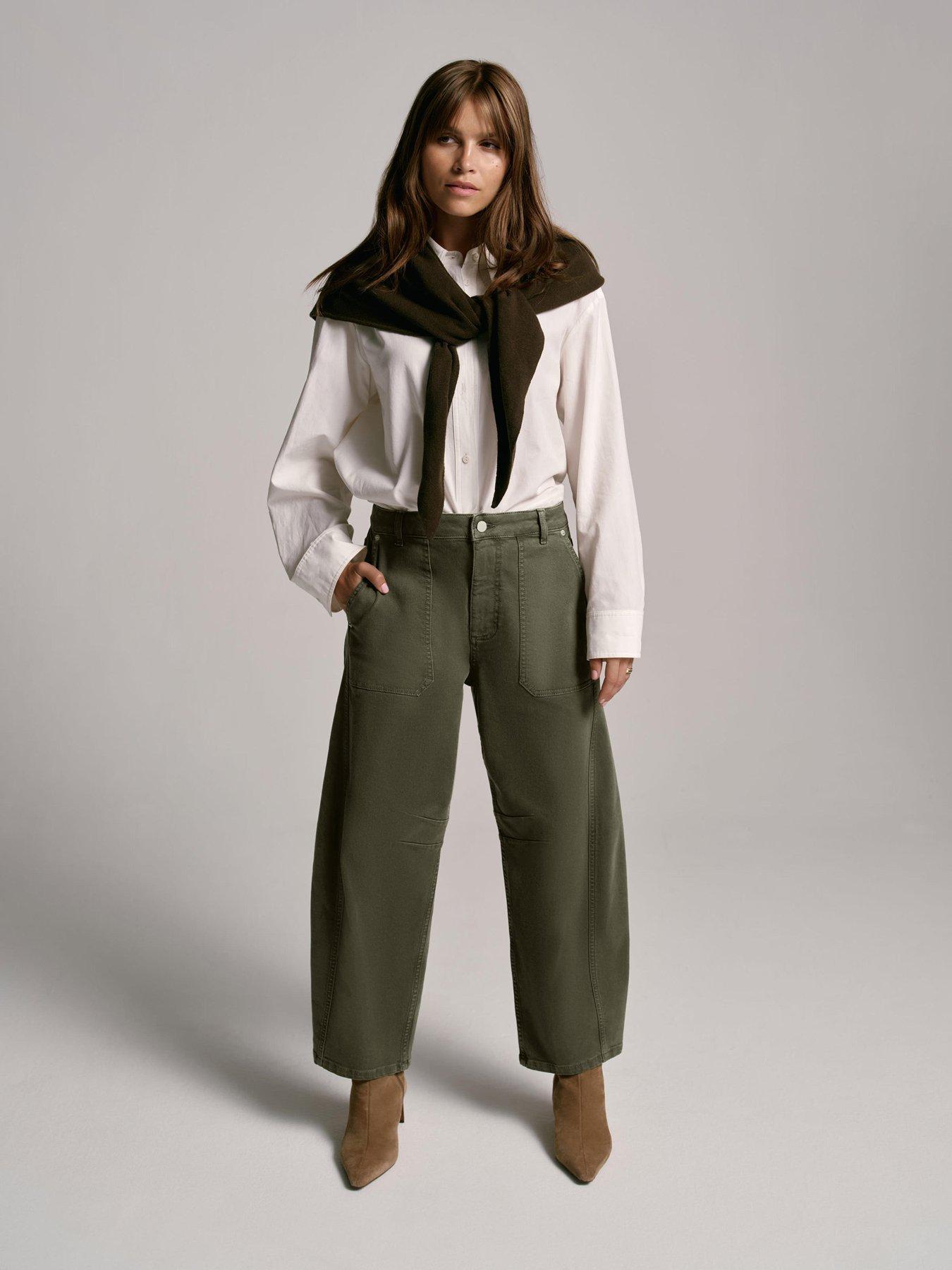 Image 4 of 6 of Mint Velvet Khaki Utility Barrel Jean - Green