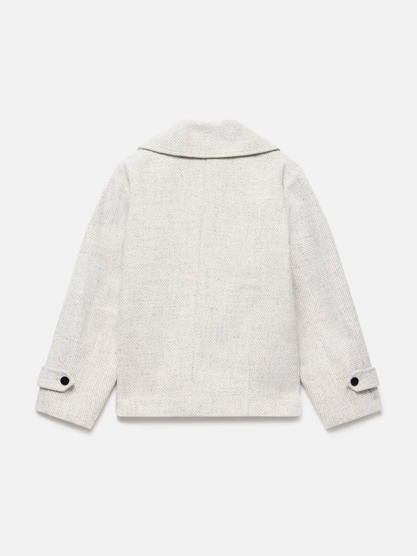 Image 6 of 6 of Mint Velvet Textured Funnel Coat - Grey