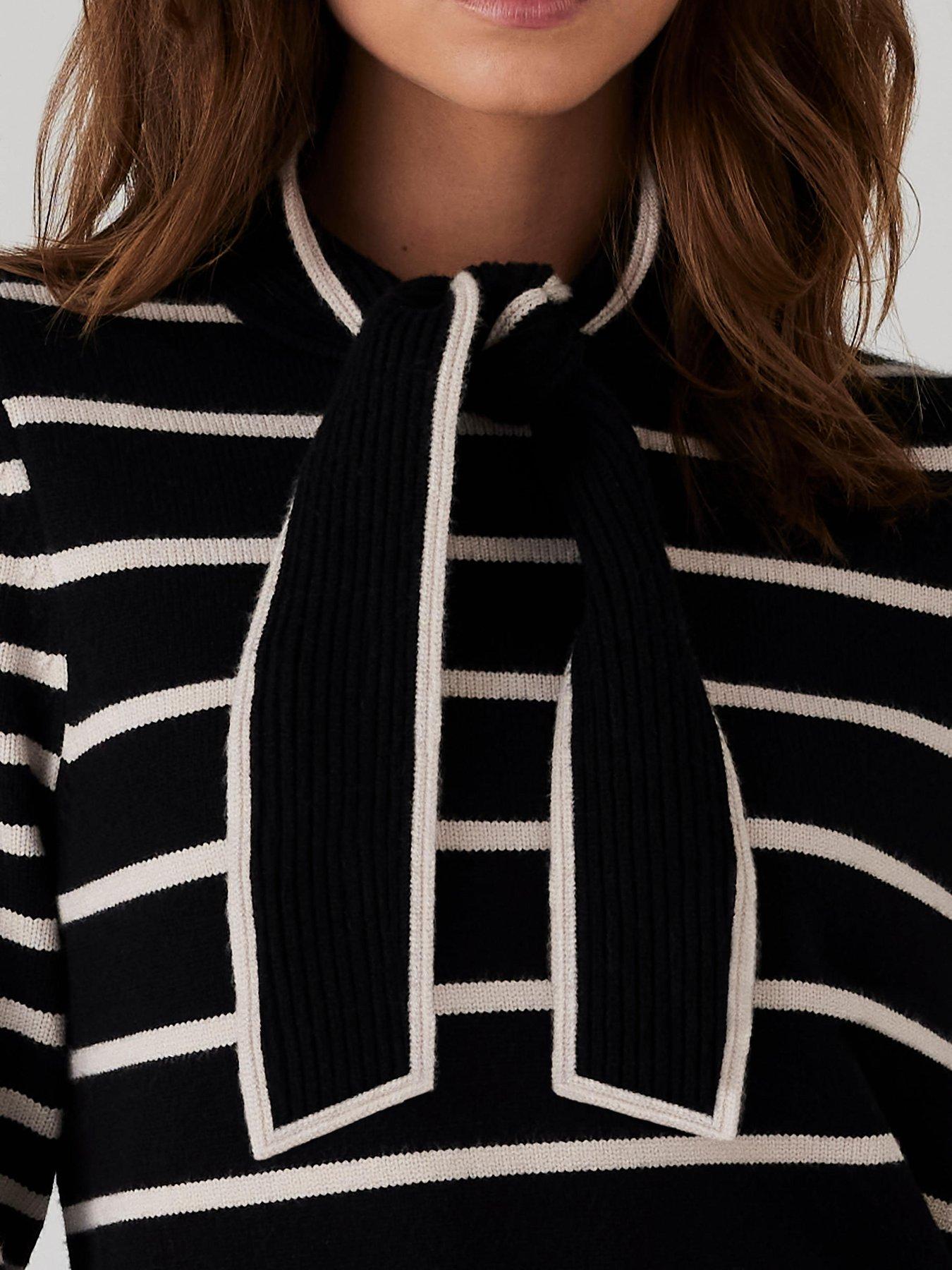 mint-velvet-stripe-scarf-knit-dress-blackoutfit