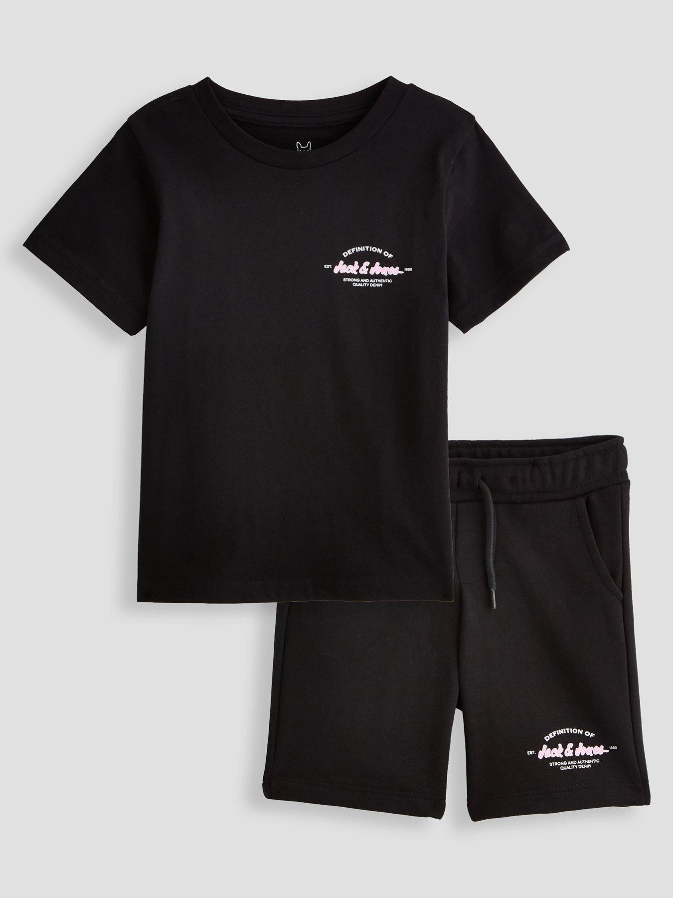 Jack & Jones Mini Younger Boys Brandon T-Shirt  &  Shorts Set - Black