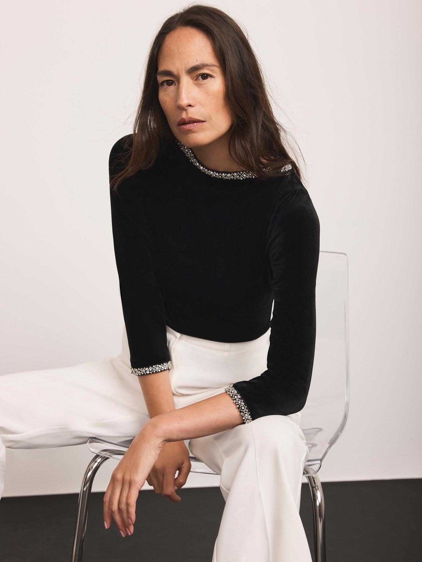 mint-velvet-sequin-trim-top-blackoutfit