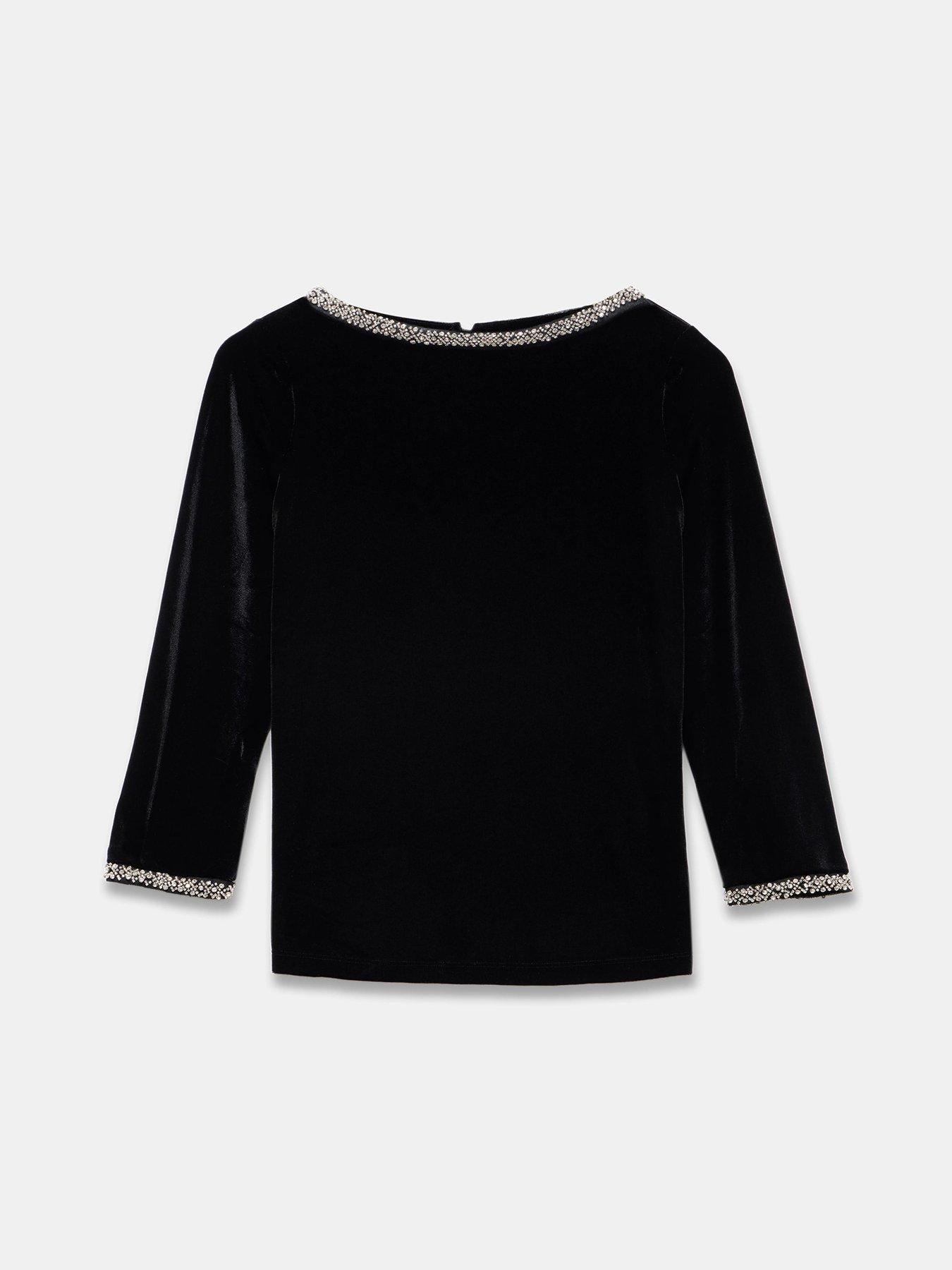 mint-velvet-sequin-trim-top-blackdetail