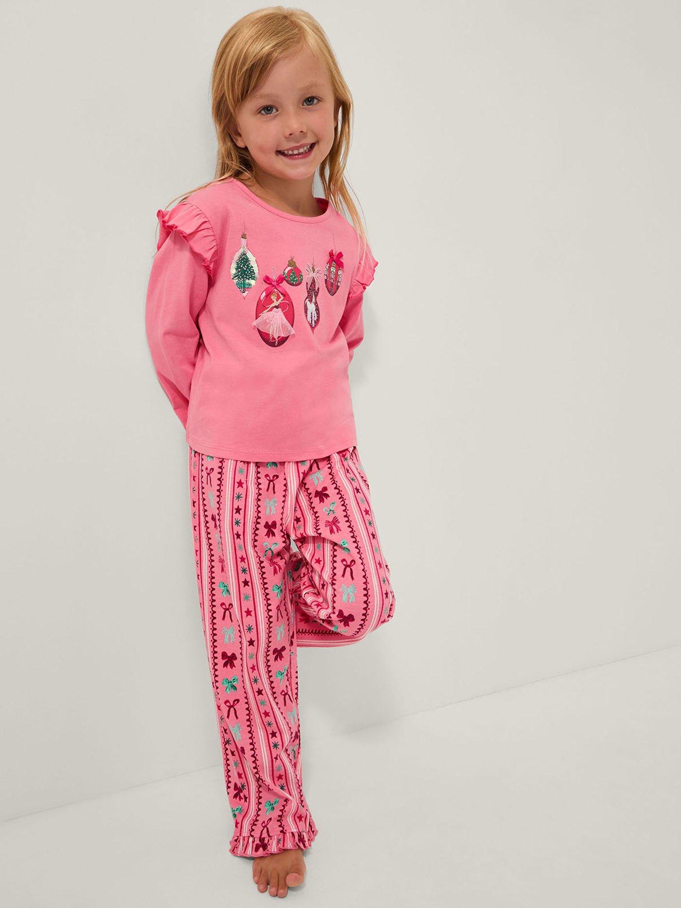 Monsoon Girls Jersey Christmas Bauble Pyjamas - Pink