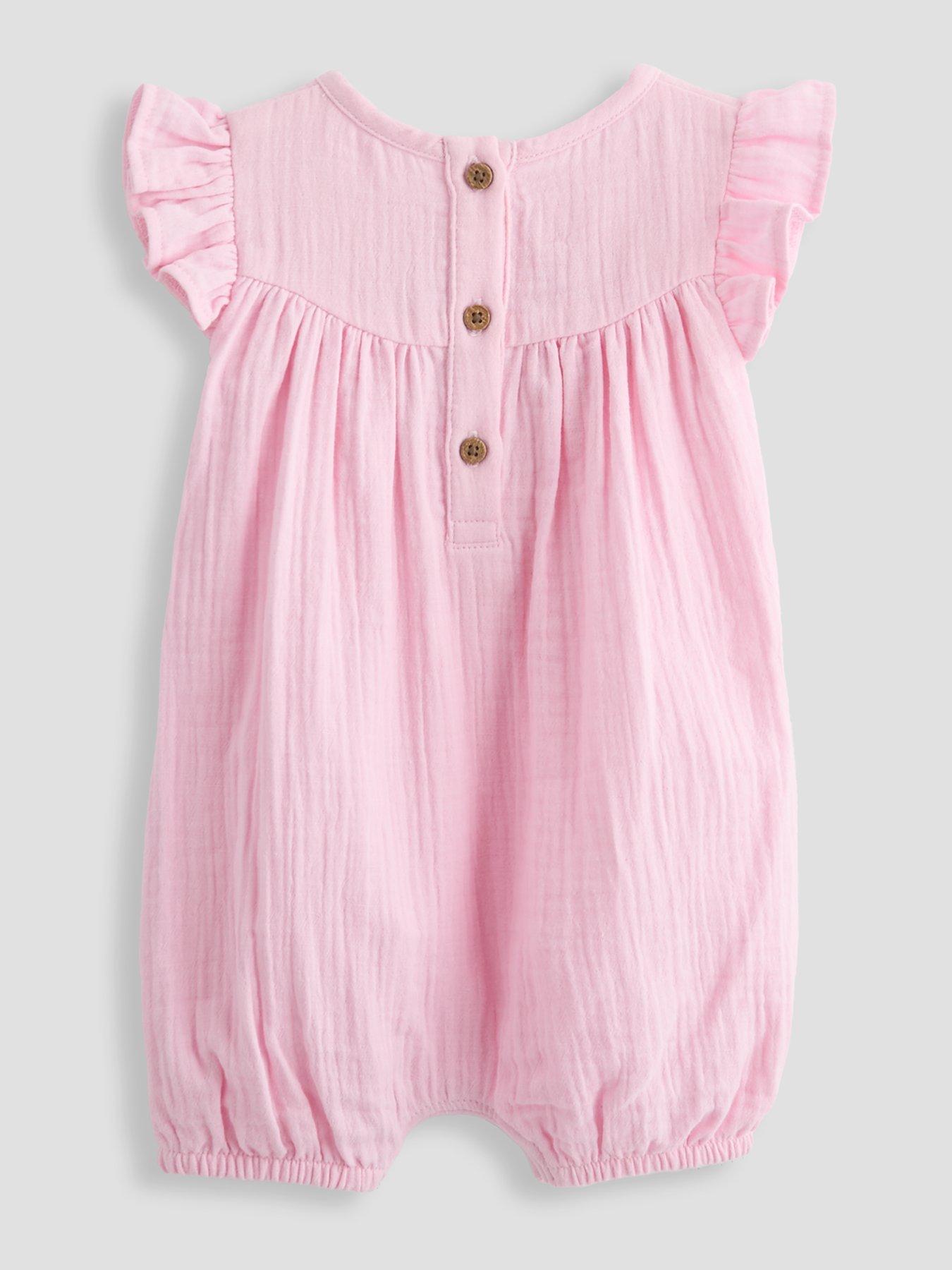 Image 2 of 4 of The Very Collection Baby Girl Cheesecloth Romper With Embroidery - Pink