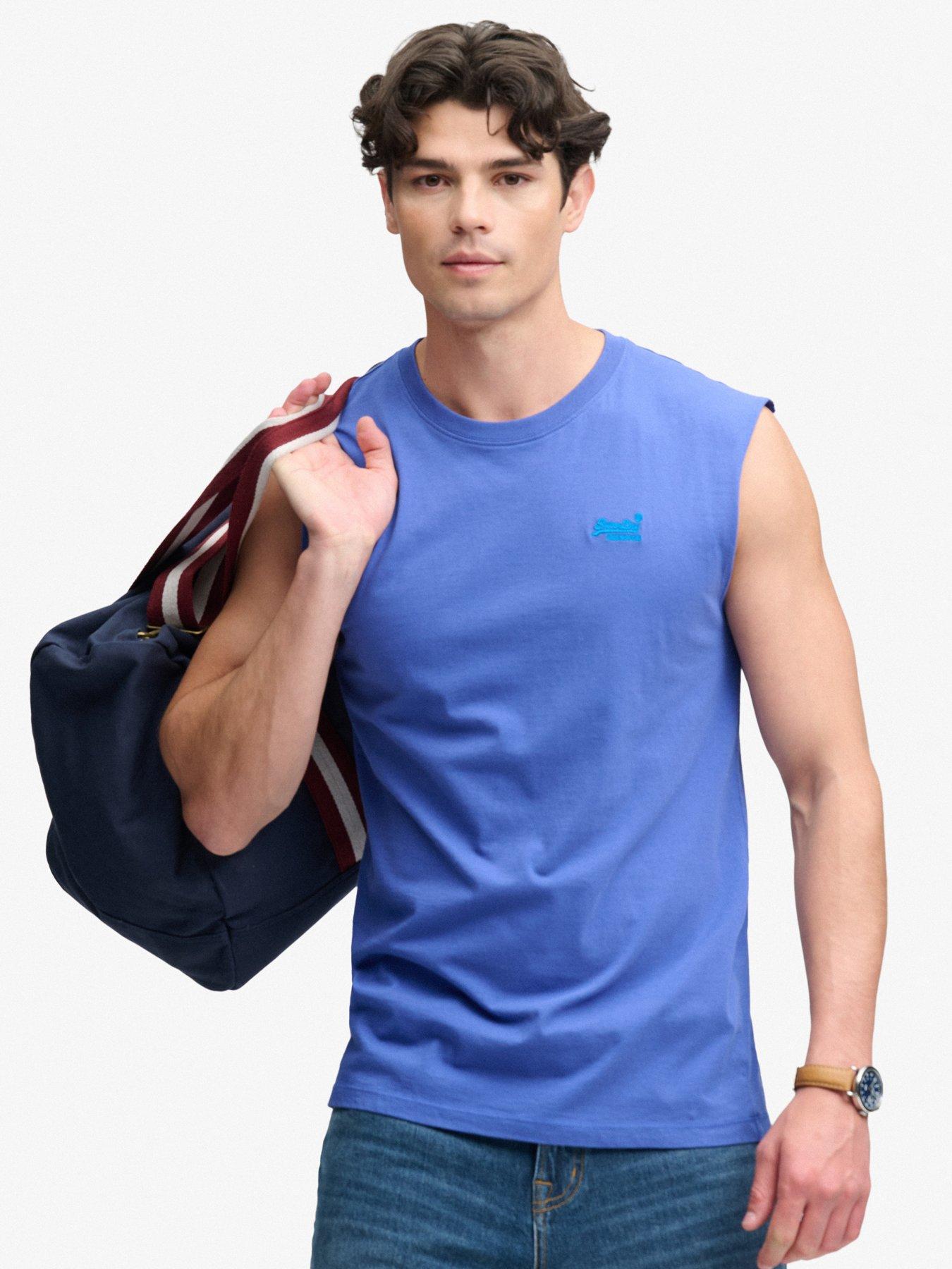 Image 4 of 5 of Superdry Superdry Organic Cotton Essential Logo Vest - Blue