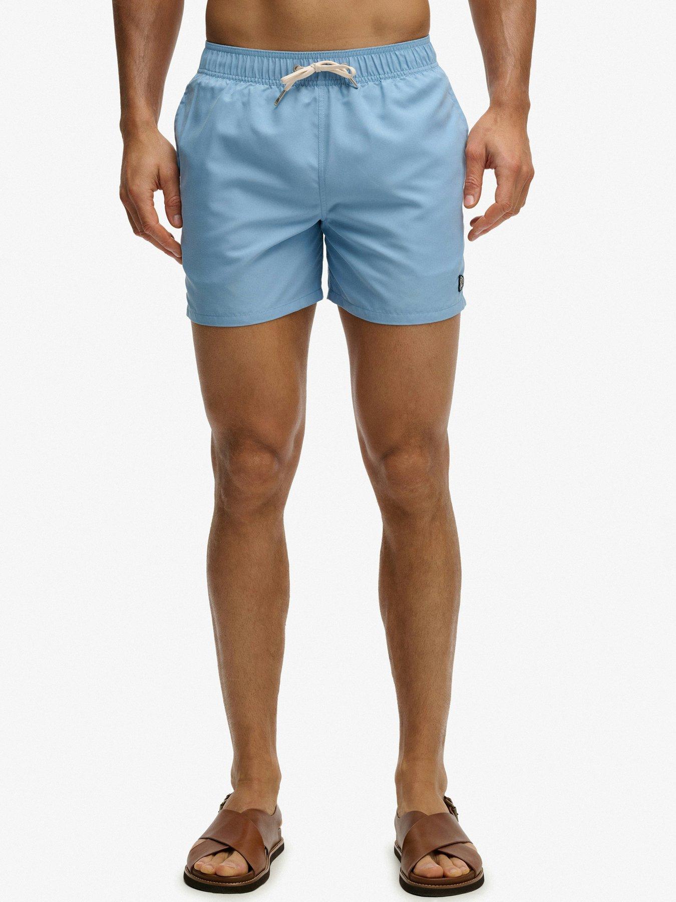 Image 1 of 5 of Superdry Embroidered Logo 15" Swim Shorts - Blue