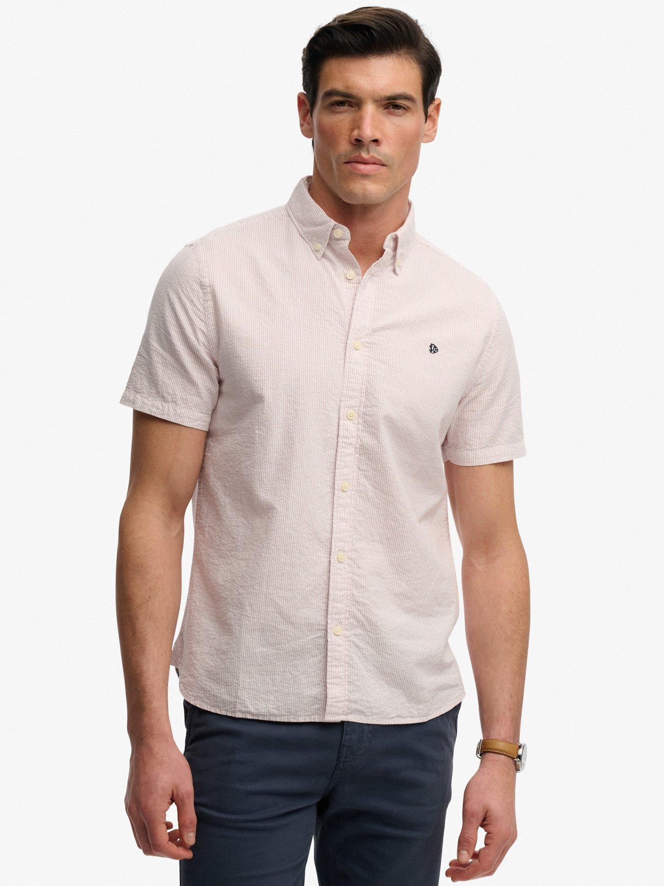 Superdry Classic Seersucker Short Sleeve Shirt - Pink