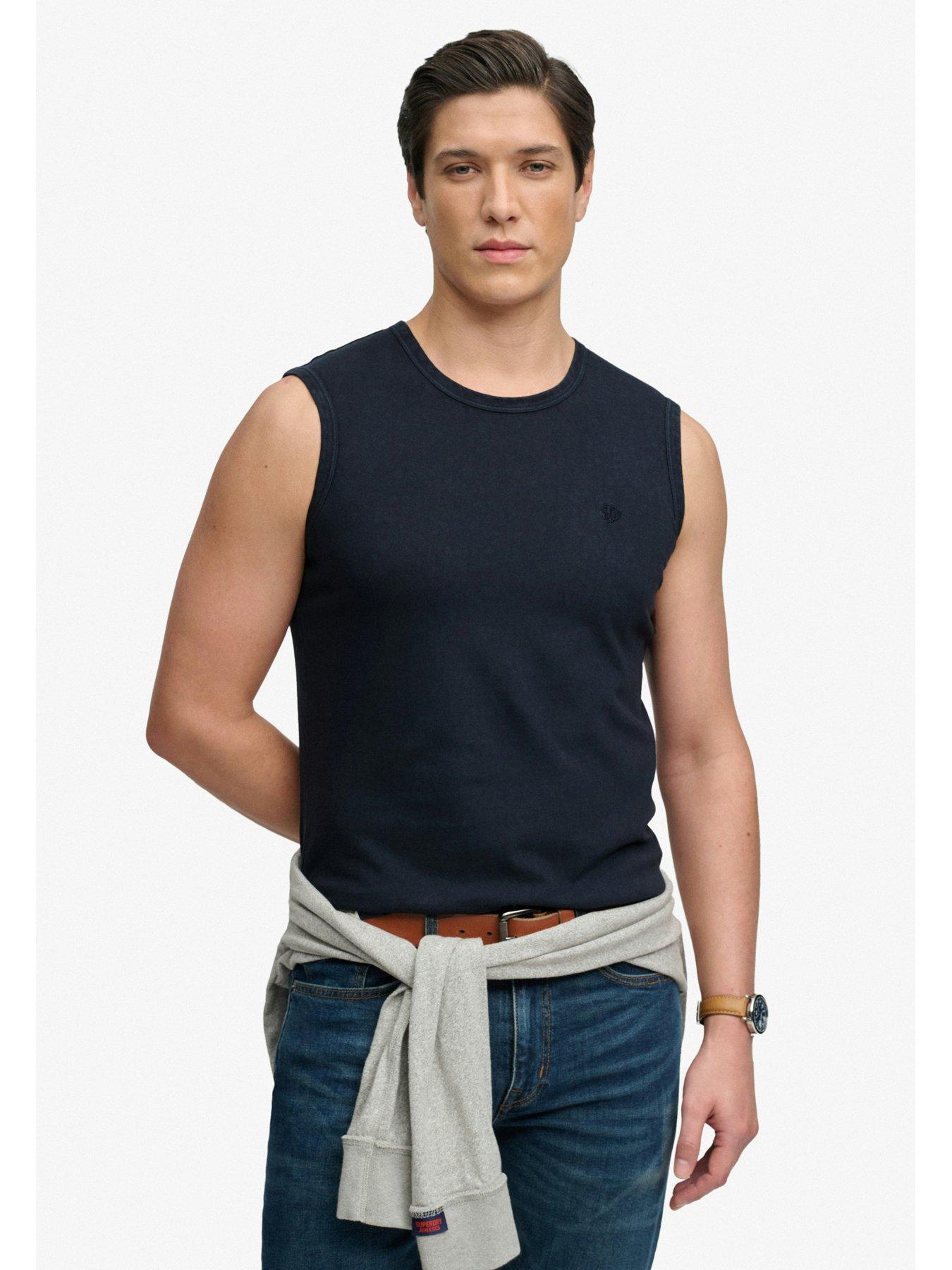 Superdry Classic Cotton Linen Vest - Navy