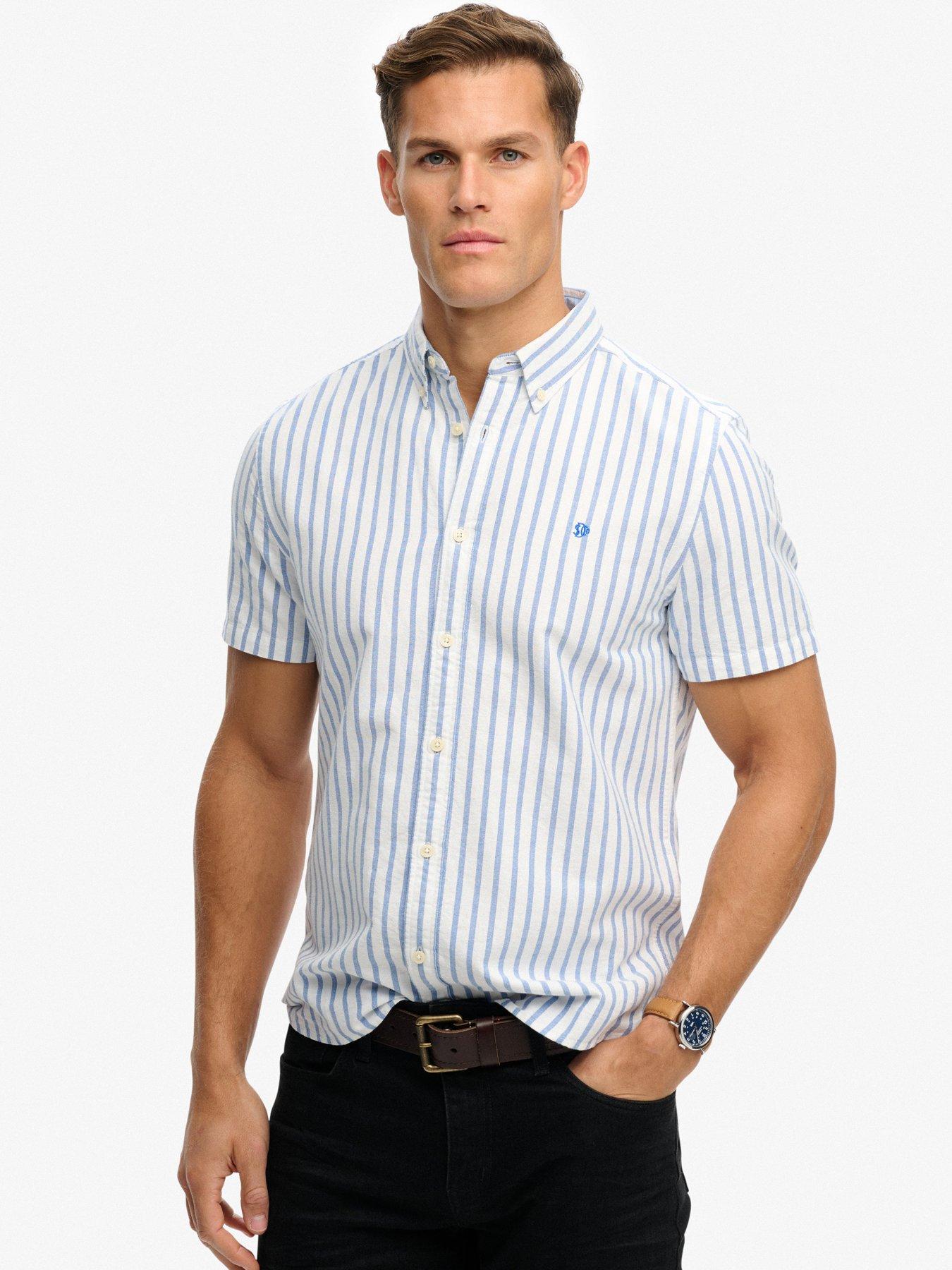 Superdry Superdry Preppy Stripe Oxford Short Sleeve Shirt - Blue
