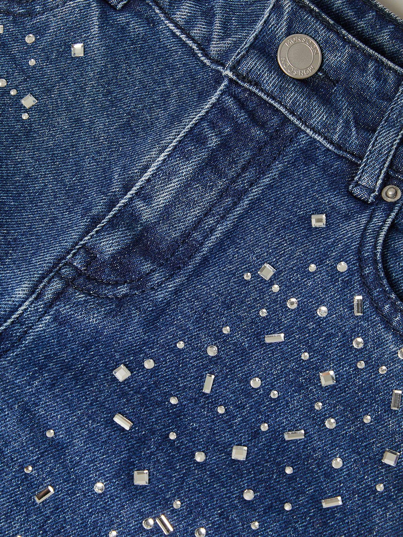 Image 3 of 3 of Monsoon Girls Sparkly Heatseal Jeans - Blue
