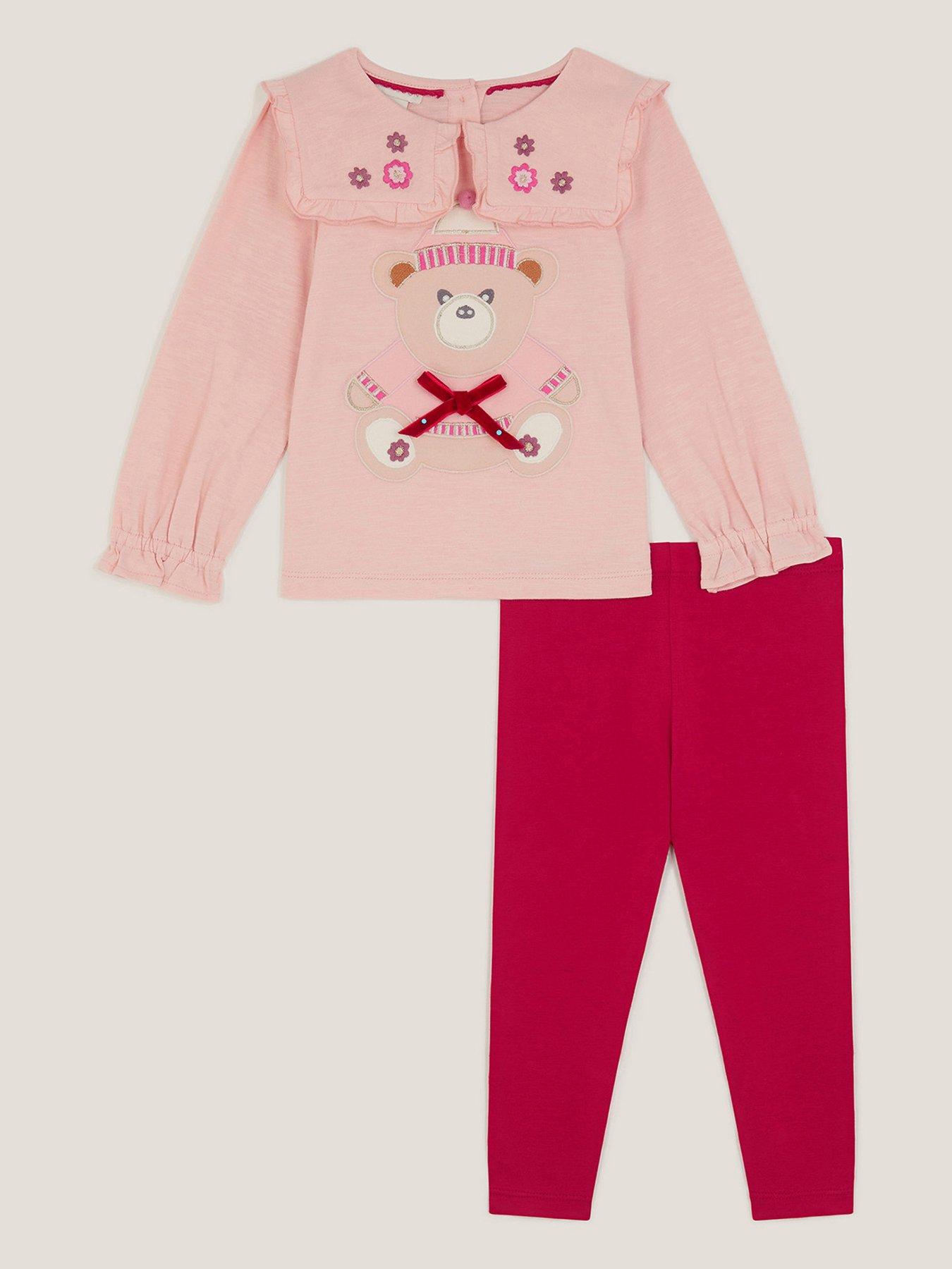 Monsoon Baby Girls Bear Top  &  Legging Set - Pink