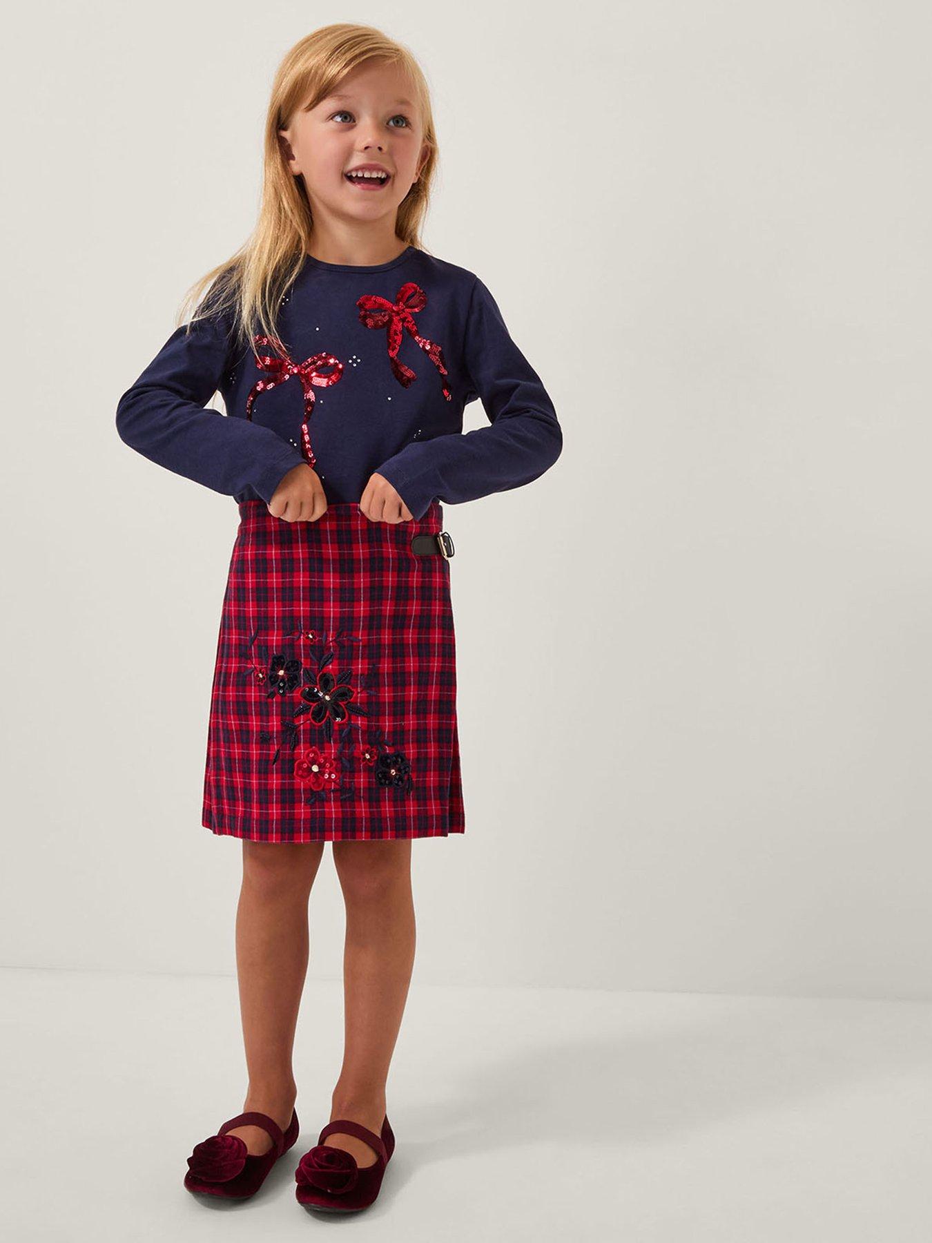 monsoon-girls-sequin-embroidered-tartan-skirt-red