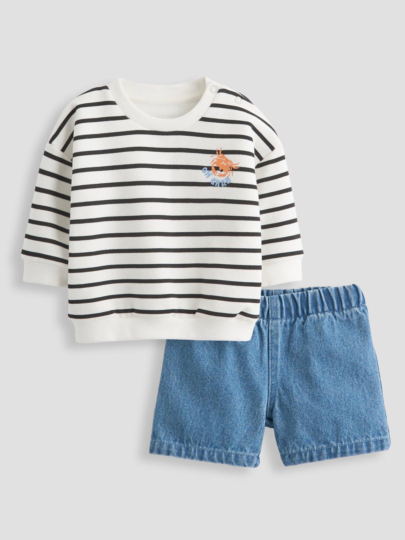 The Very Collection Unisex Stripe Sweatshirt And Chambray Denim Shorts