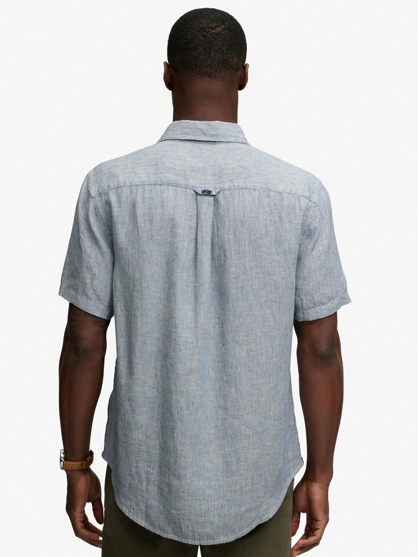 Image 2 of 6 of Superdry Riviera Short Sleeve Linen Shirt - Blue