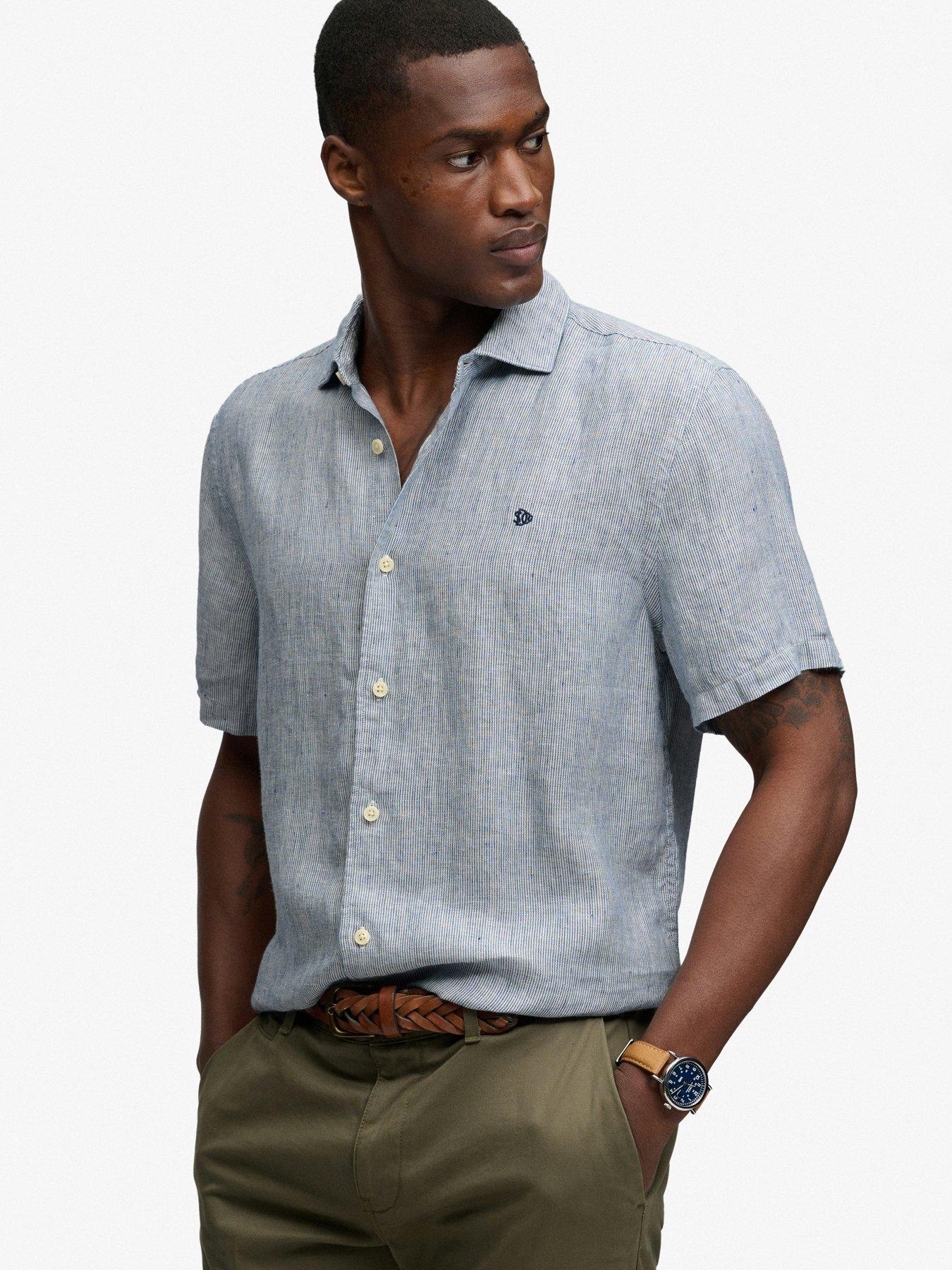 Image 4 of 6 of Superdry Riviera Short Sleeve Linen Shirt - Blue