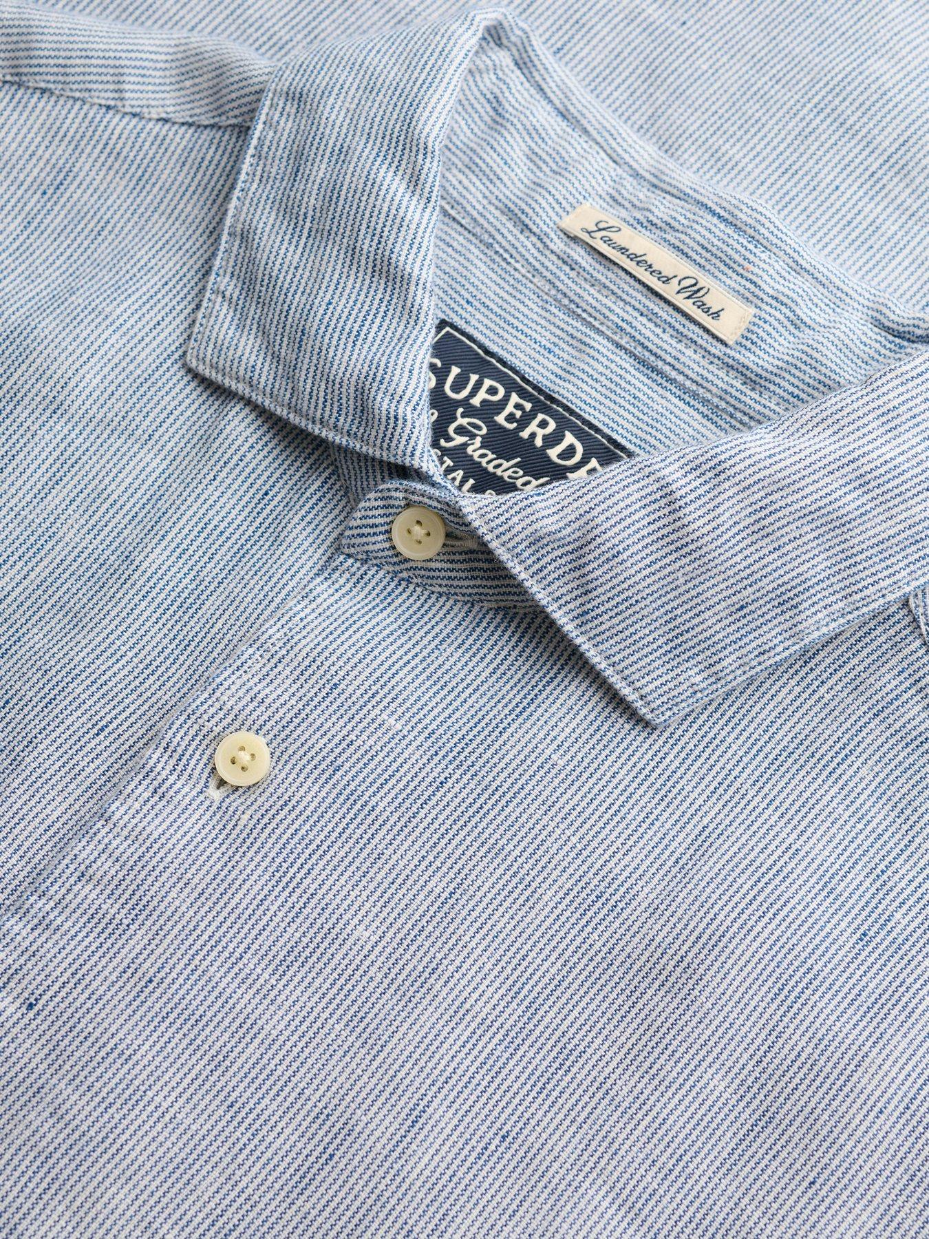 Image 5 of 6 of Superdry Riviera Short Sleeve Linen Shirt - Blue