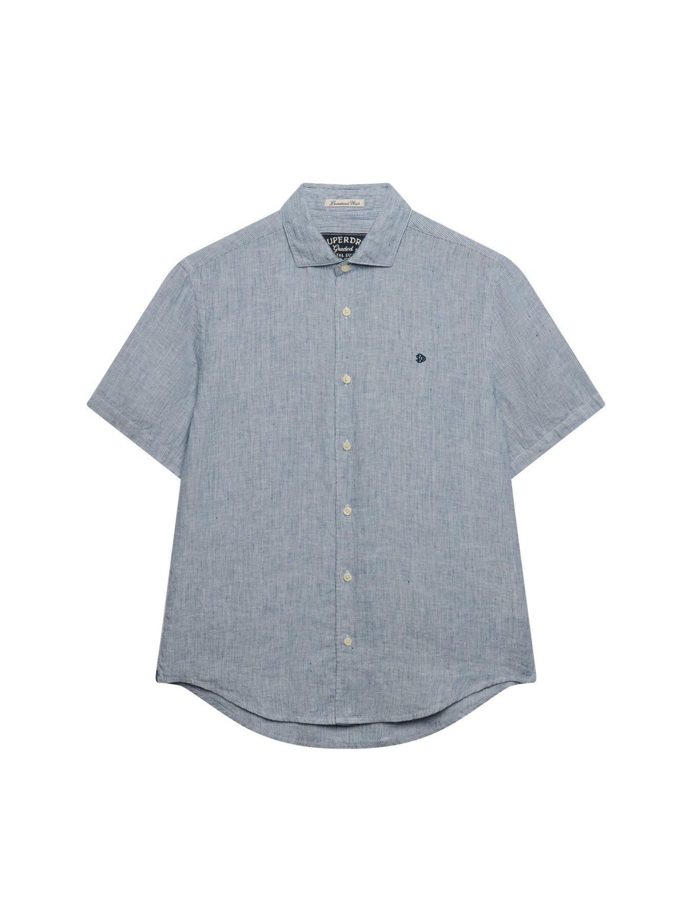 Image 6 of 6 of Superdry Riviera Short Sleeve Linen Shirt - Blue
