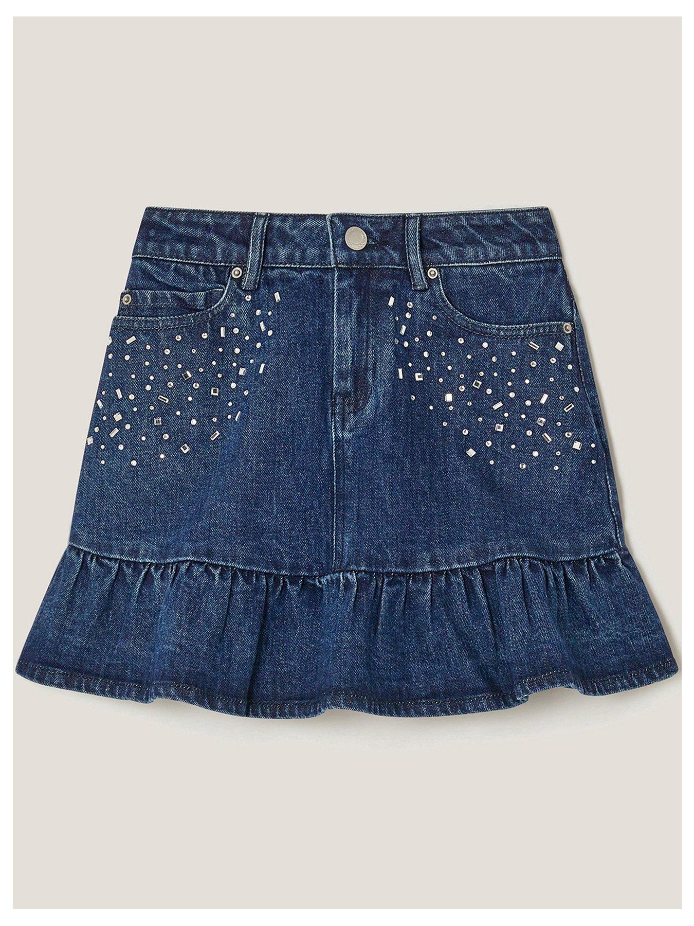Monsoon Girls Sparkly Heatseal Skirt - Blue