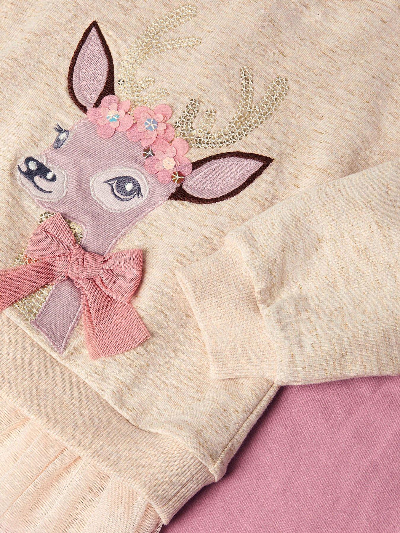 Image 4 of 4 of Monsoon Baby Girls Deer Sweat &amp; Legging Set - Light Cream