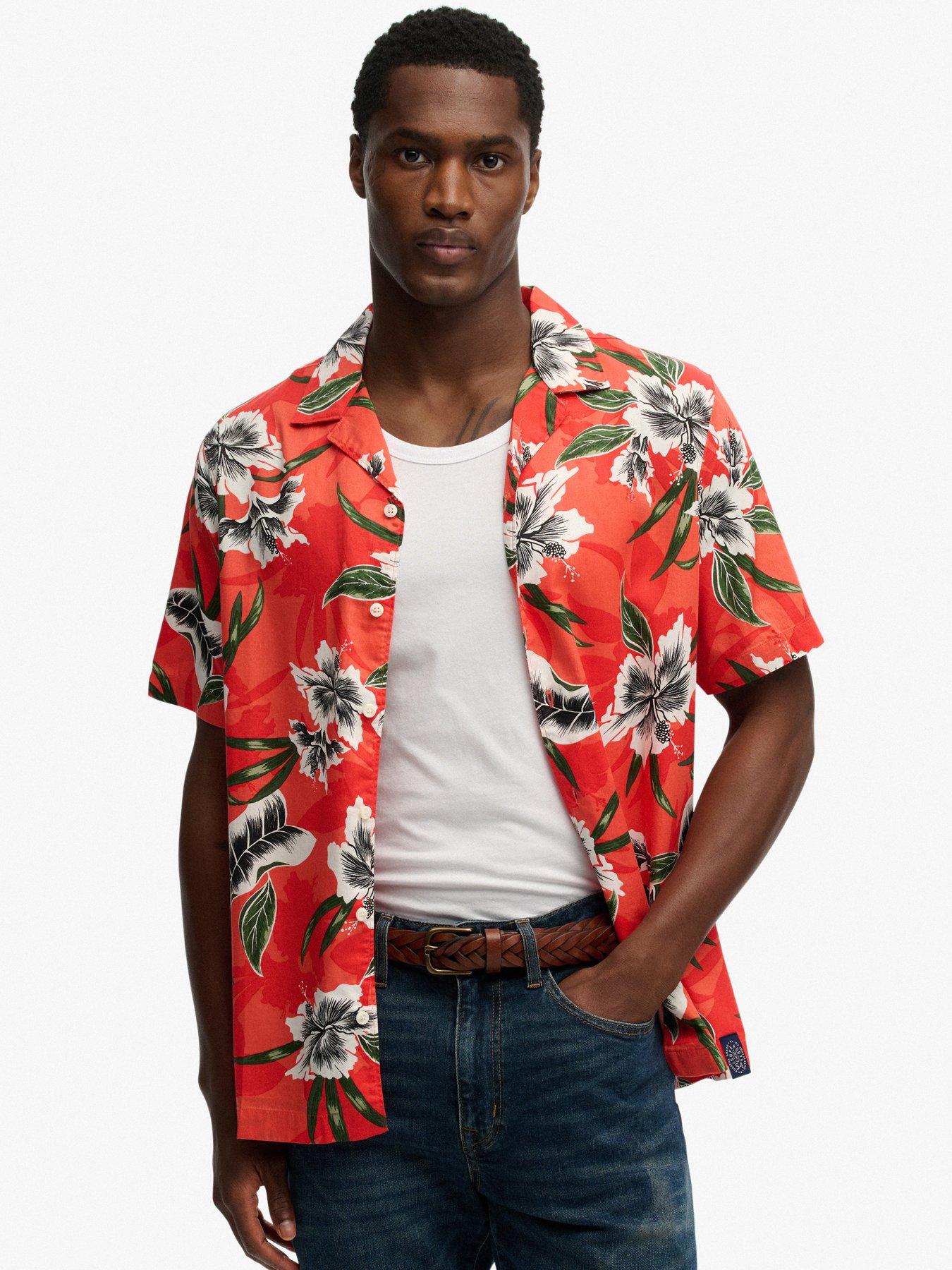 Superdry Hawaiian Print Short Sleeve Shirt - Red