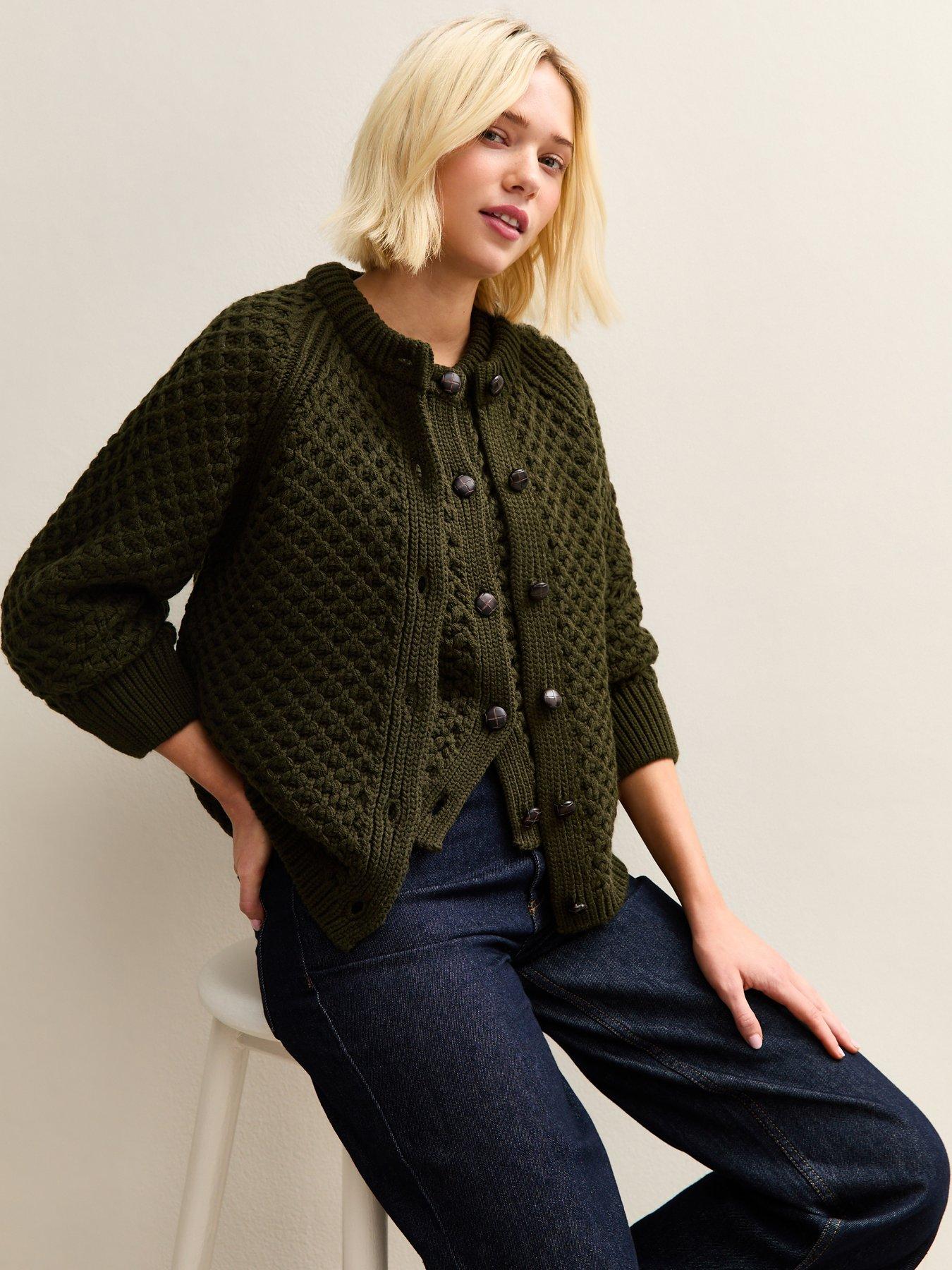 new-look-dark-khaki-chunky-crew-neck-cardigandetail