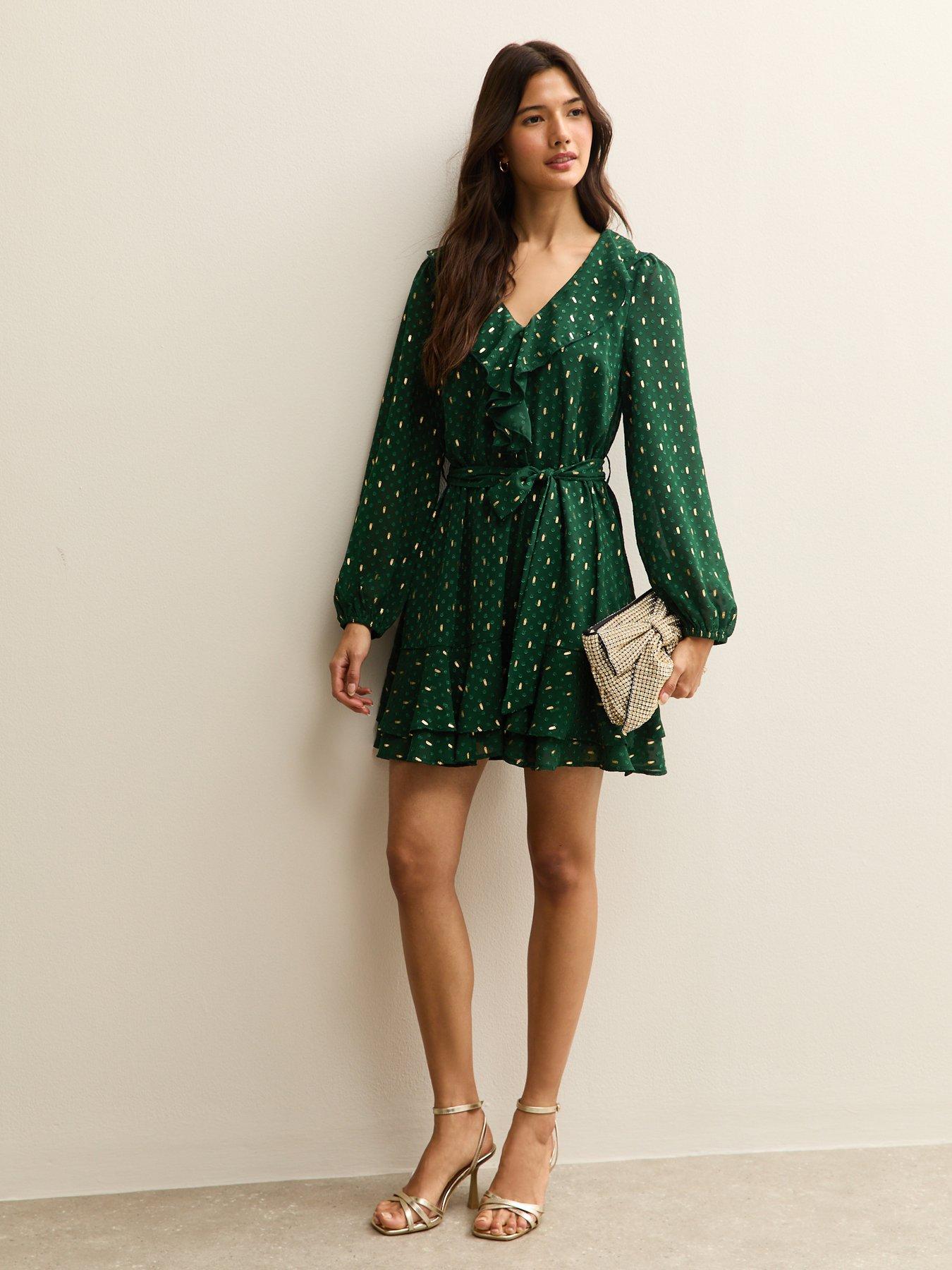 new-look-spot-chiffon-ruffle-mini-dress-greenback