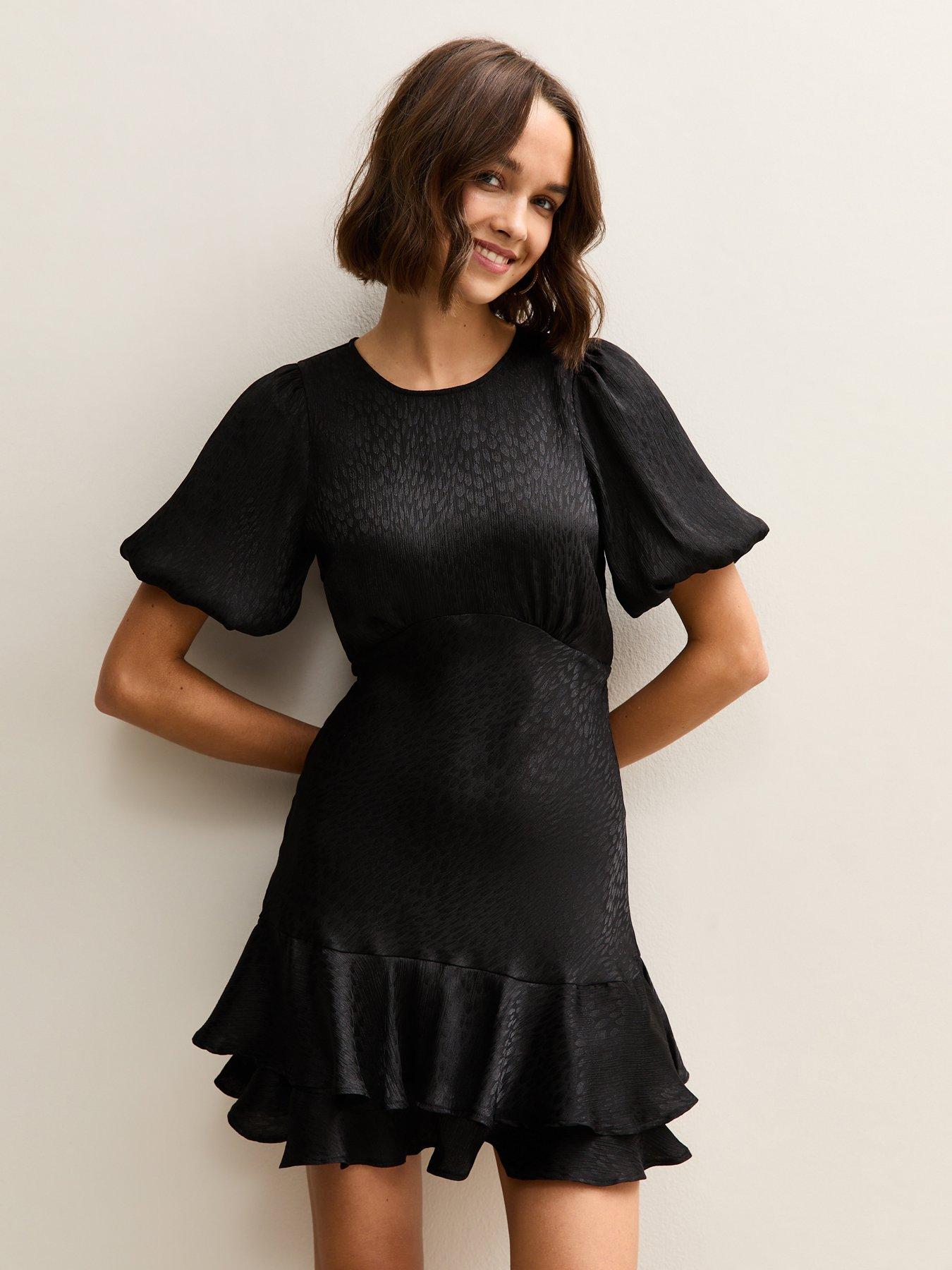 new-look-jacquard-feather-pattern-mini-dress-blackfront