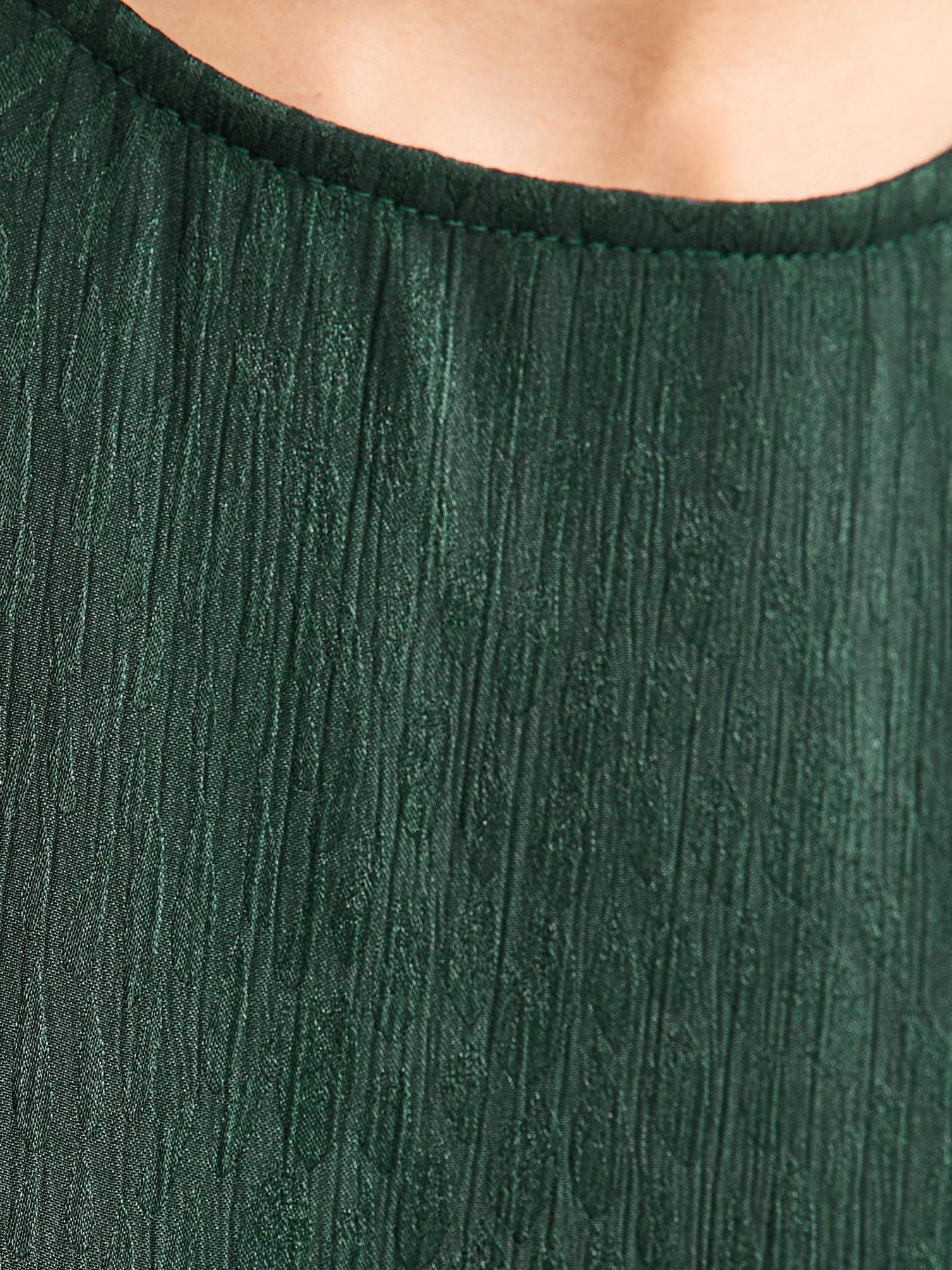 new-look-dark-green-jaquard-feather-pattern-mini-dressdetail
